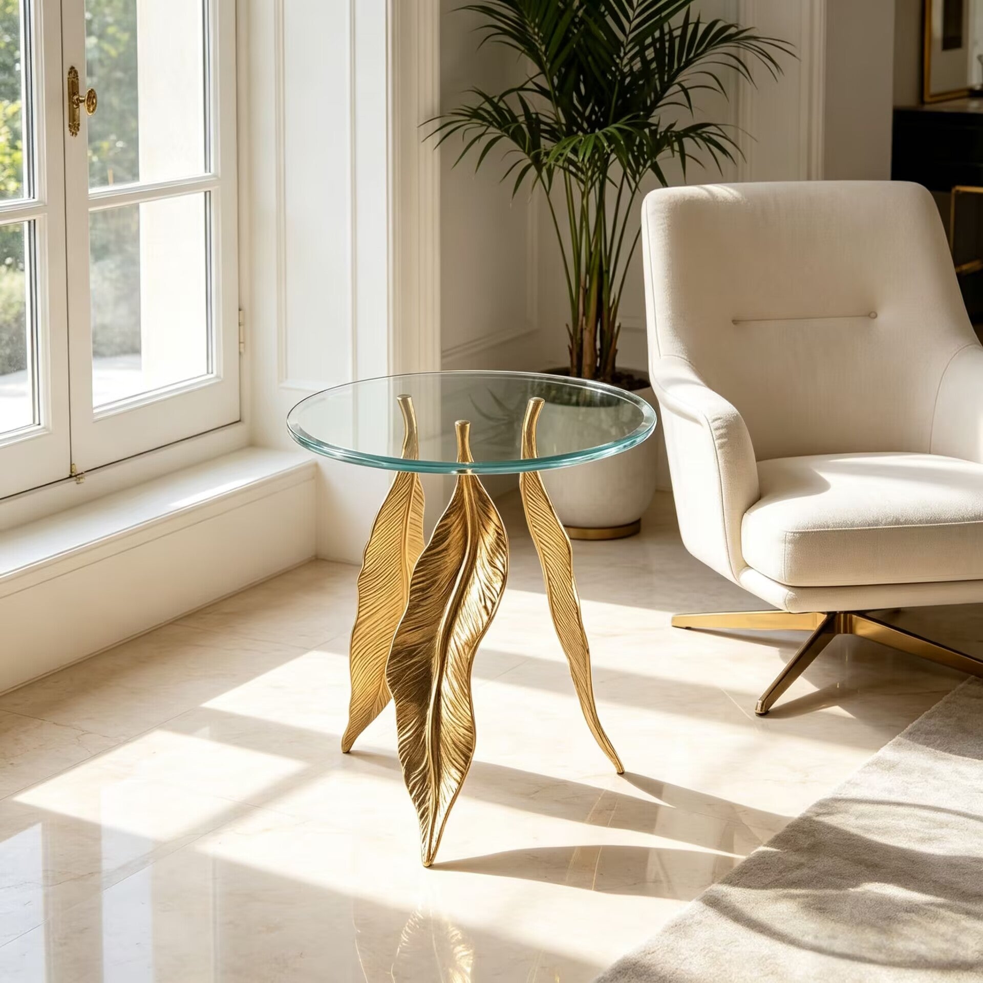 Modern Minimalist Living Room Metal Customize Glass Side Table