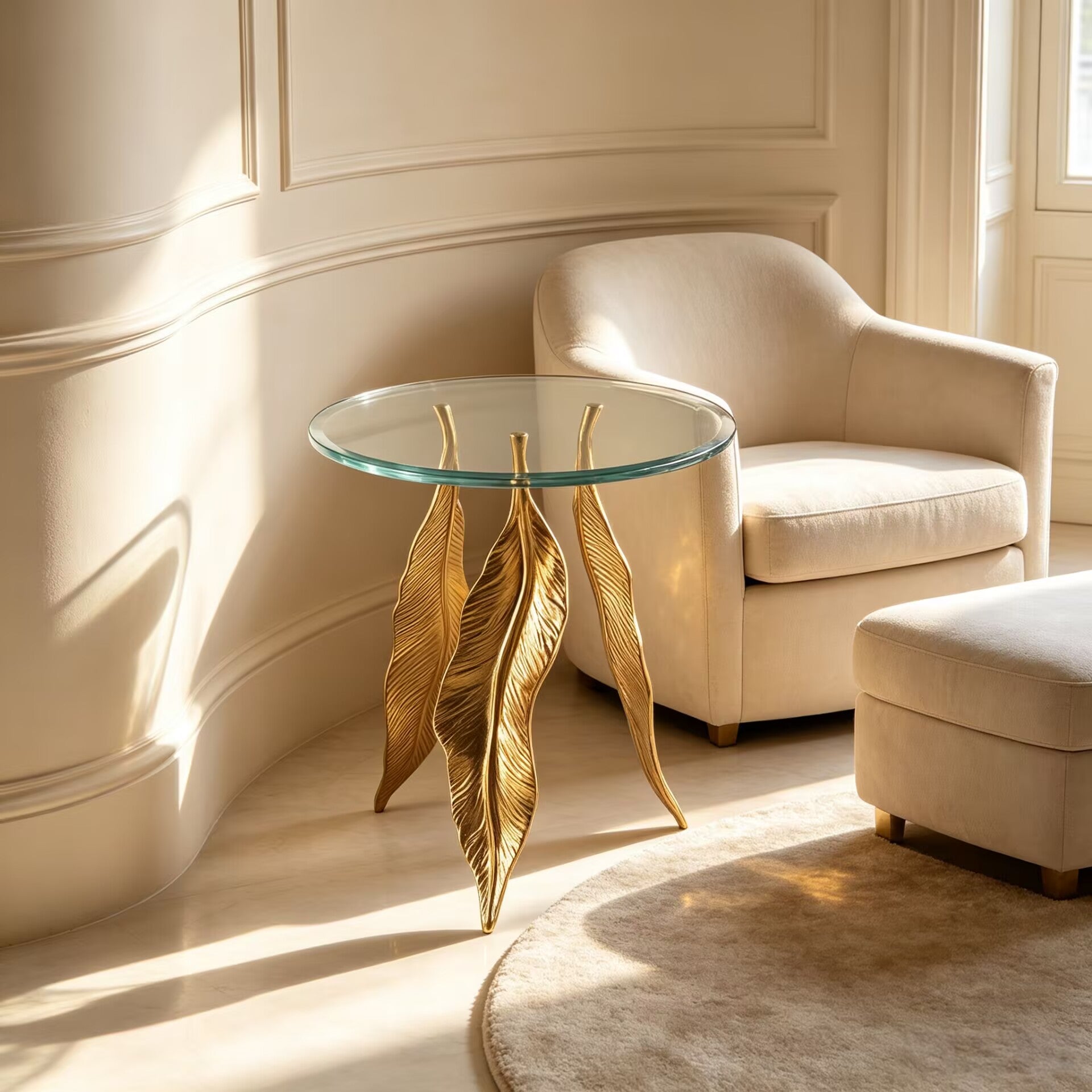 Modern Minimalist Living Room Metal Customize Glass Side Table