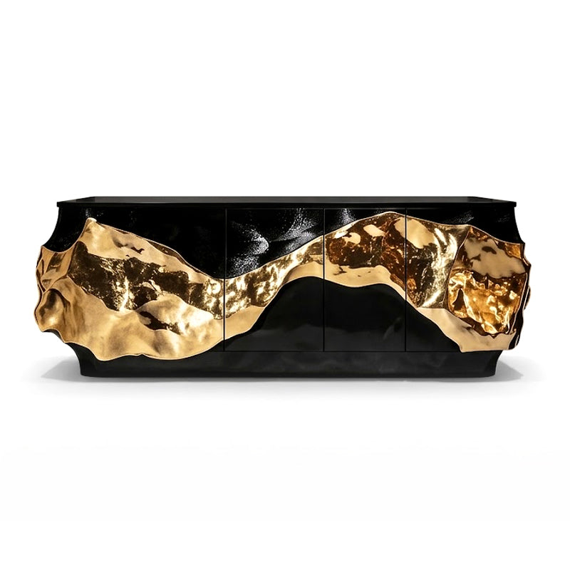 Unique Creativity Upscale Metal Lacquered Solid Wood Sideboard