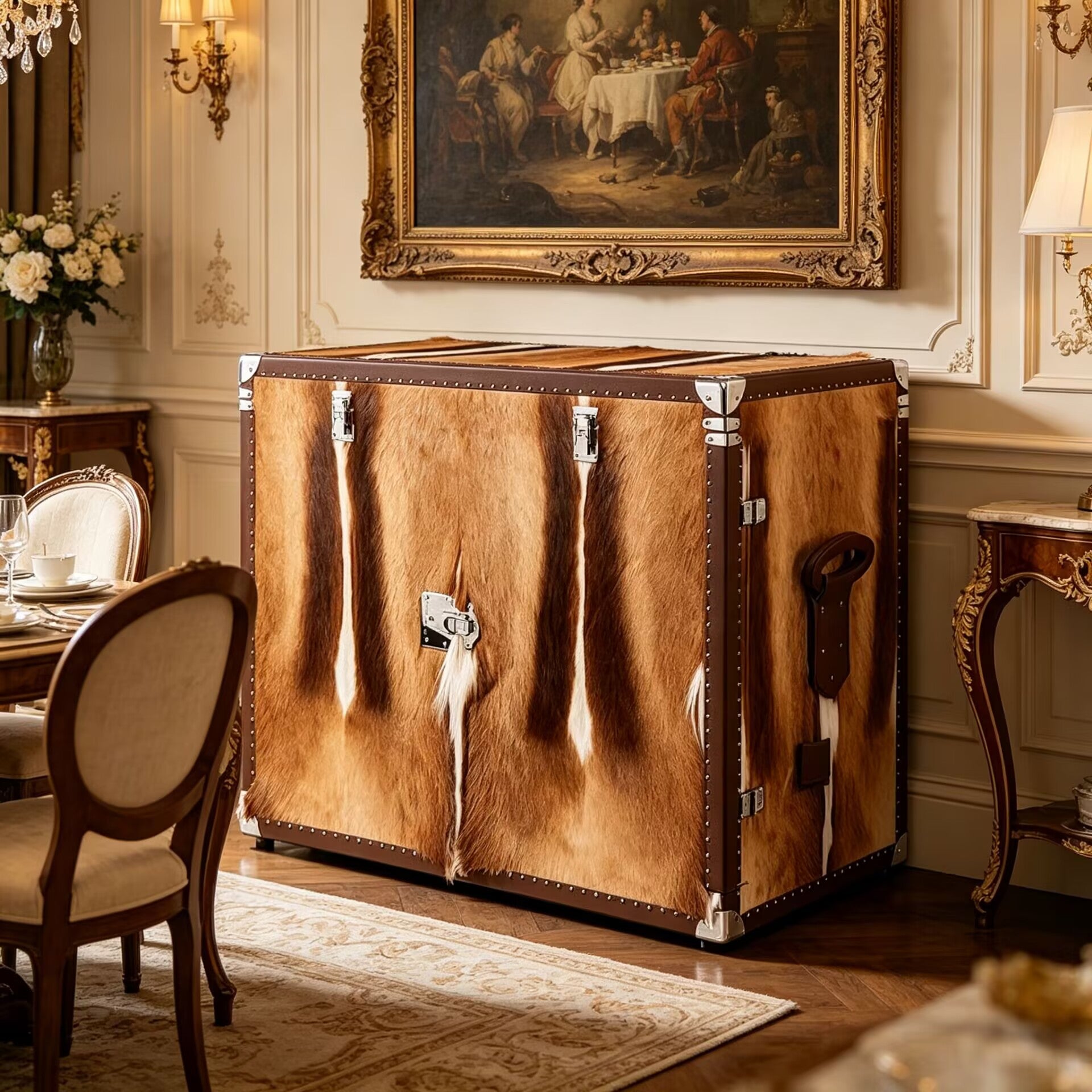 Upscale Creativity Tibetan Antelope Genuine Leather Sideboard