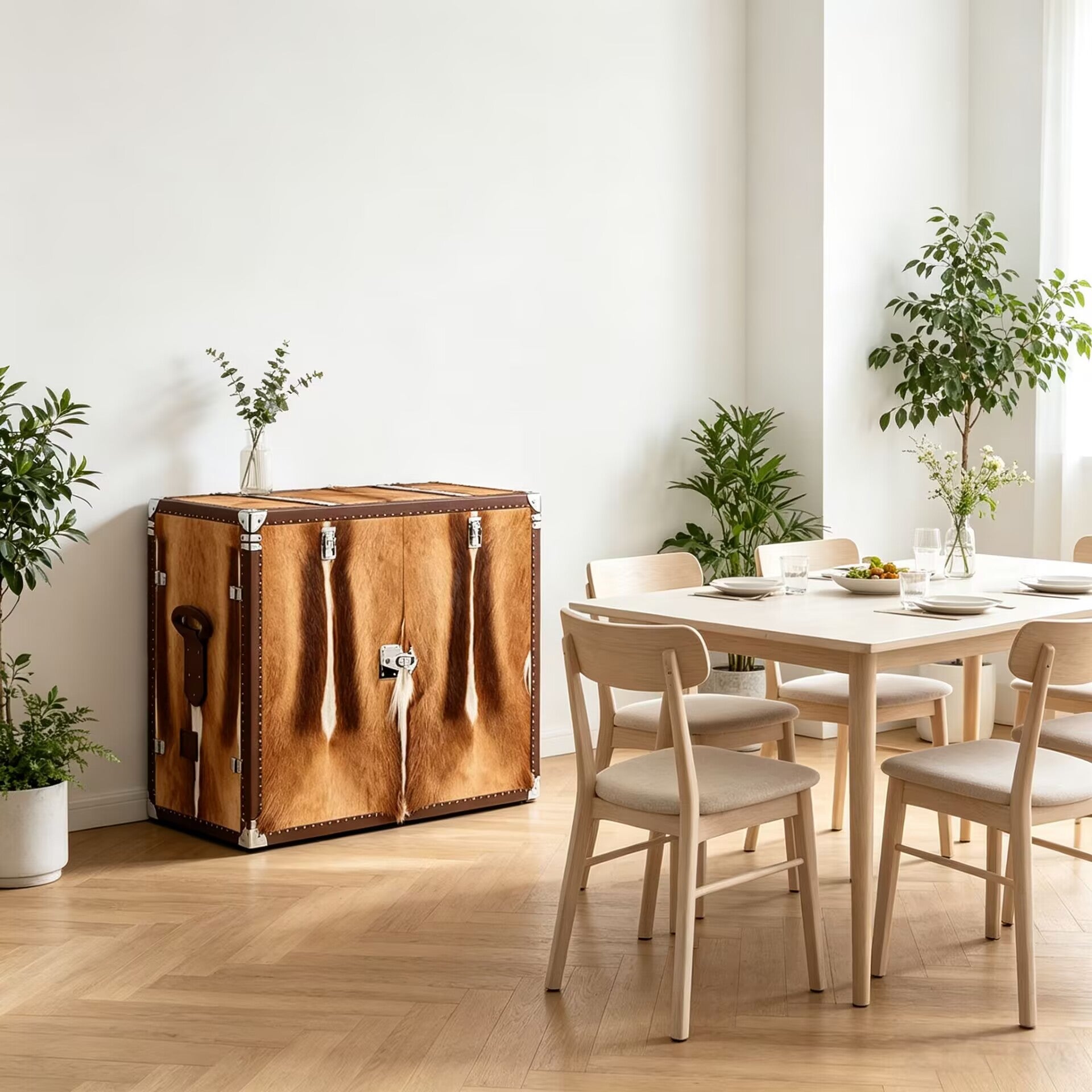 Upscale Creativity Tibetan Antelope Genuine Leather Sideboard
