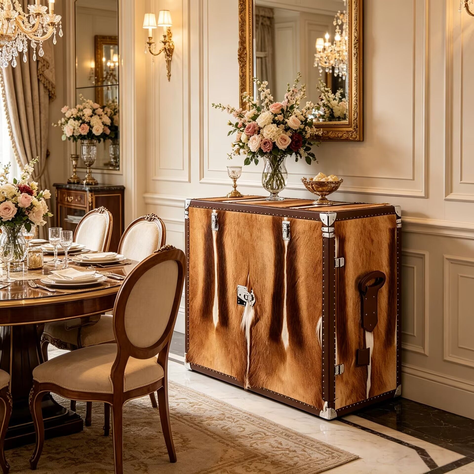 Upscale Creativity Tibetan Antelope Genuine Leather Sideboard