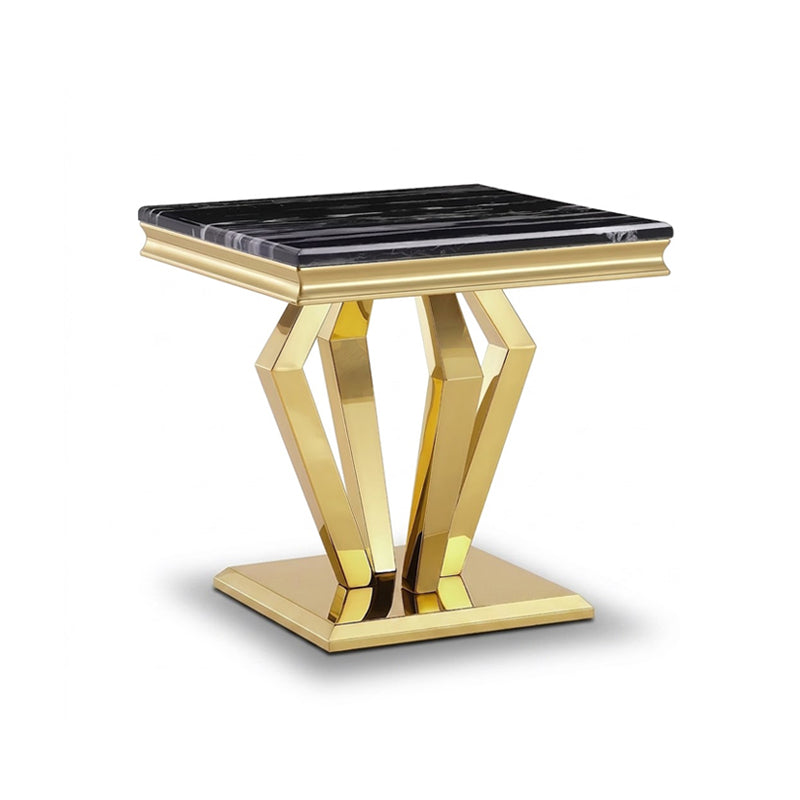 Unique High-End Stainless Steel Natural Marble Square Side Table