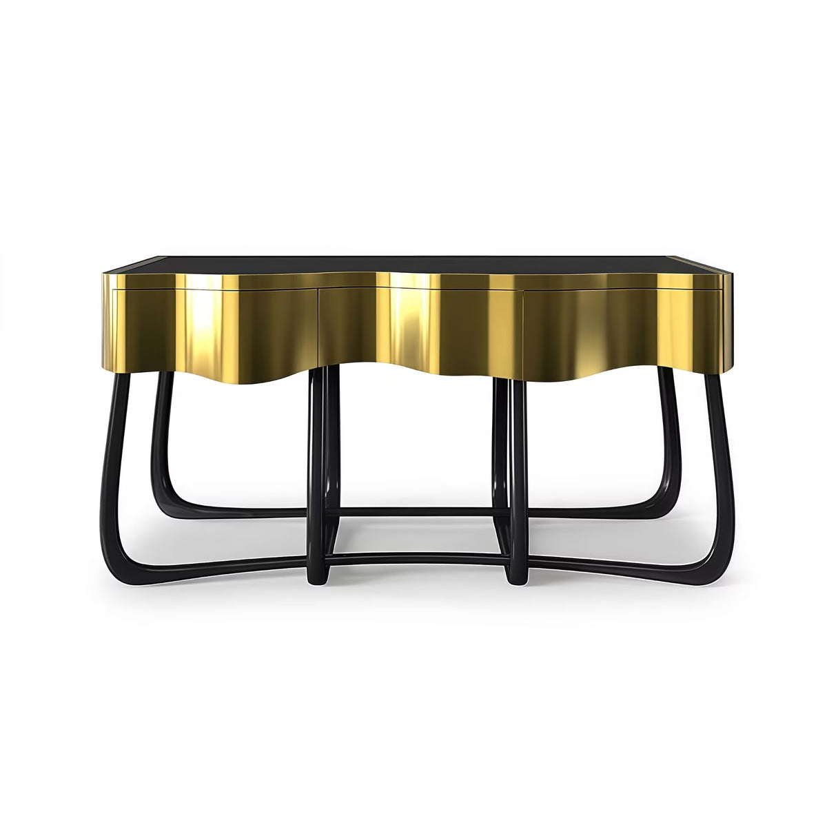 Sintesi Designer Artistic Black Gold Solid Wood Customize Nighstand