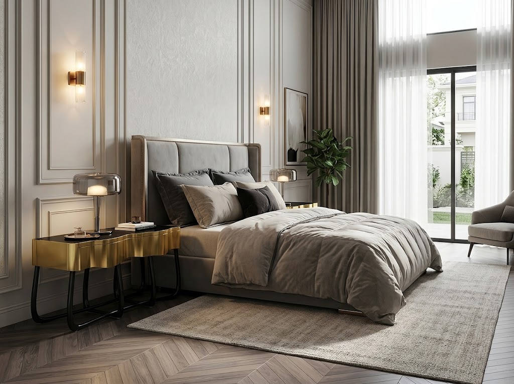 Sintesi Designer Artistic Black Gold Solid Wood Customize Nighstand