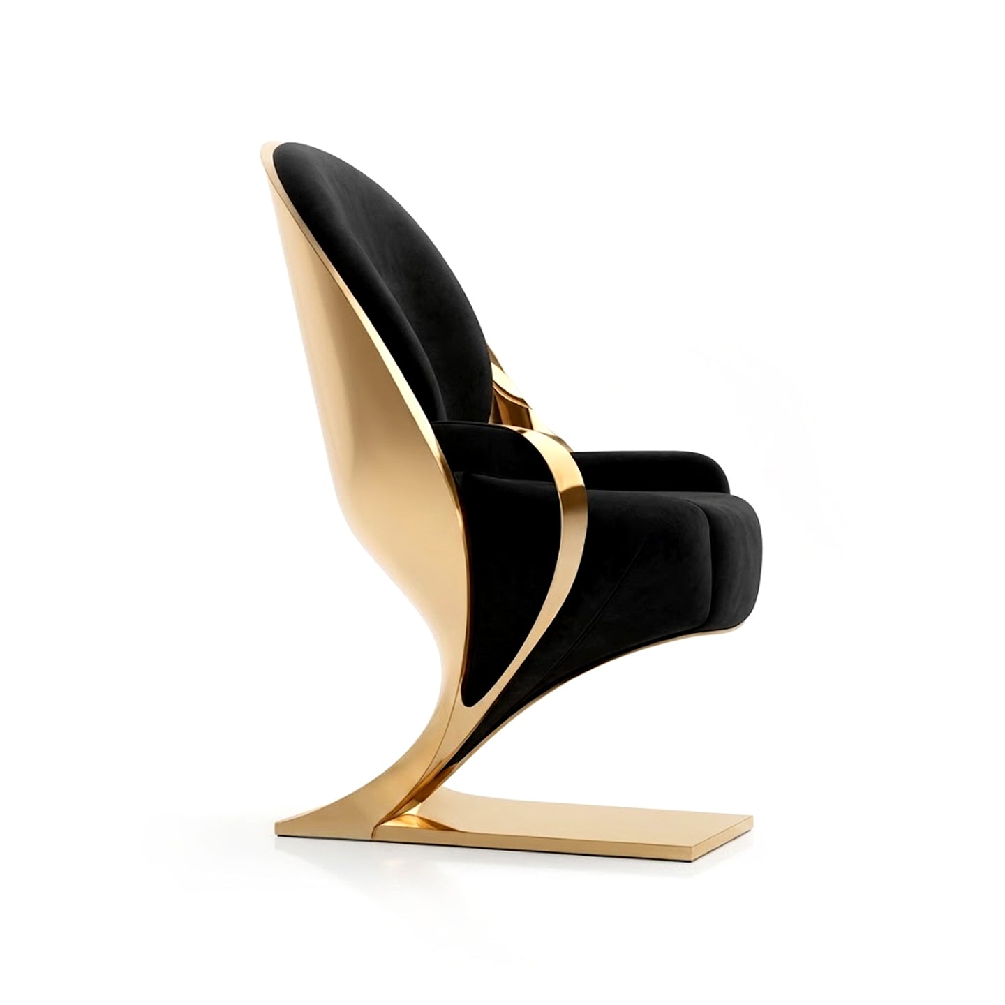 Artistic Unique Irregular Metal Luxurious Fabric Single Sofa Chair
