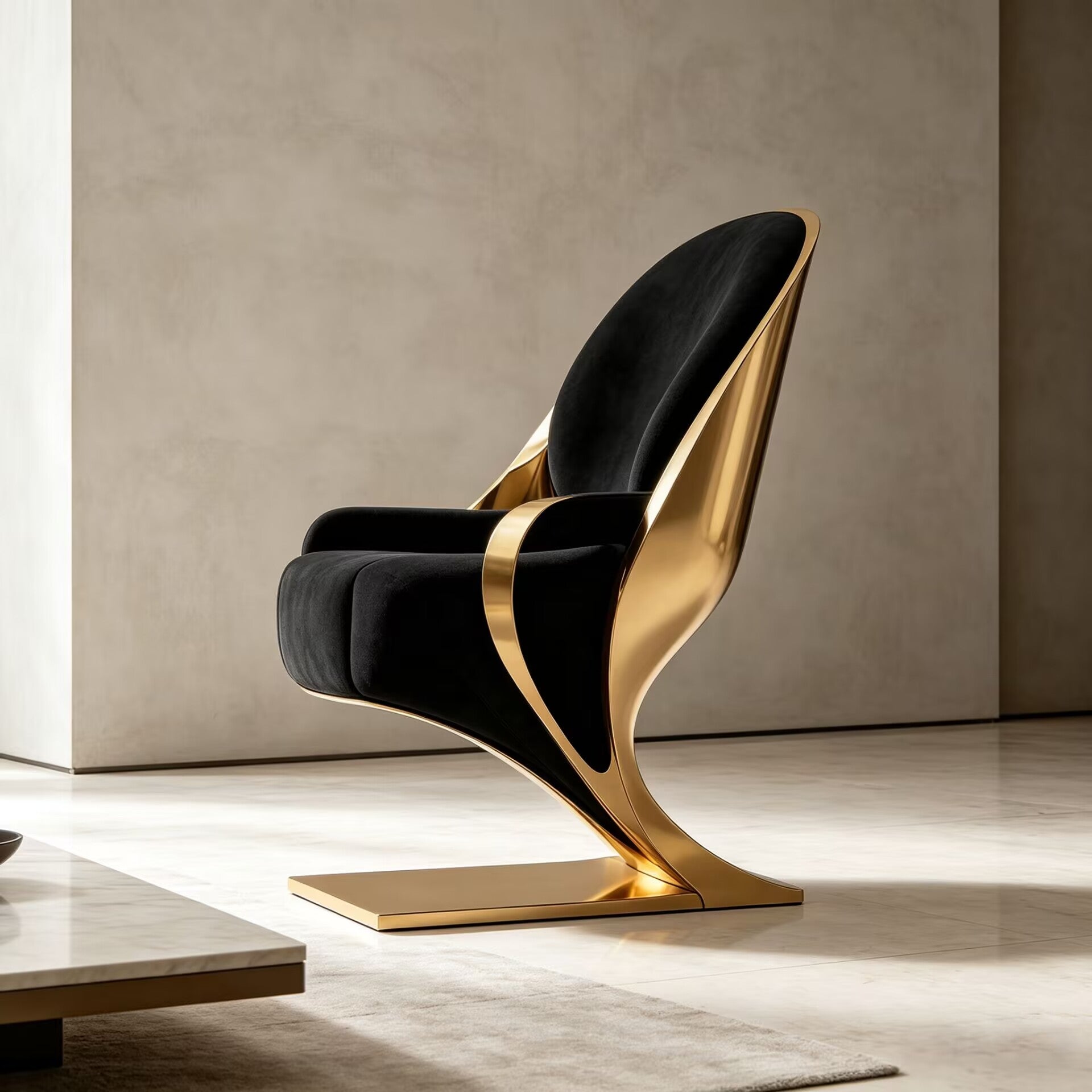 Artistic Unique Irregular Metal Luxurious Fabric Single Sofa Chair