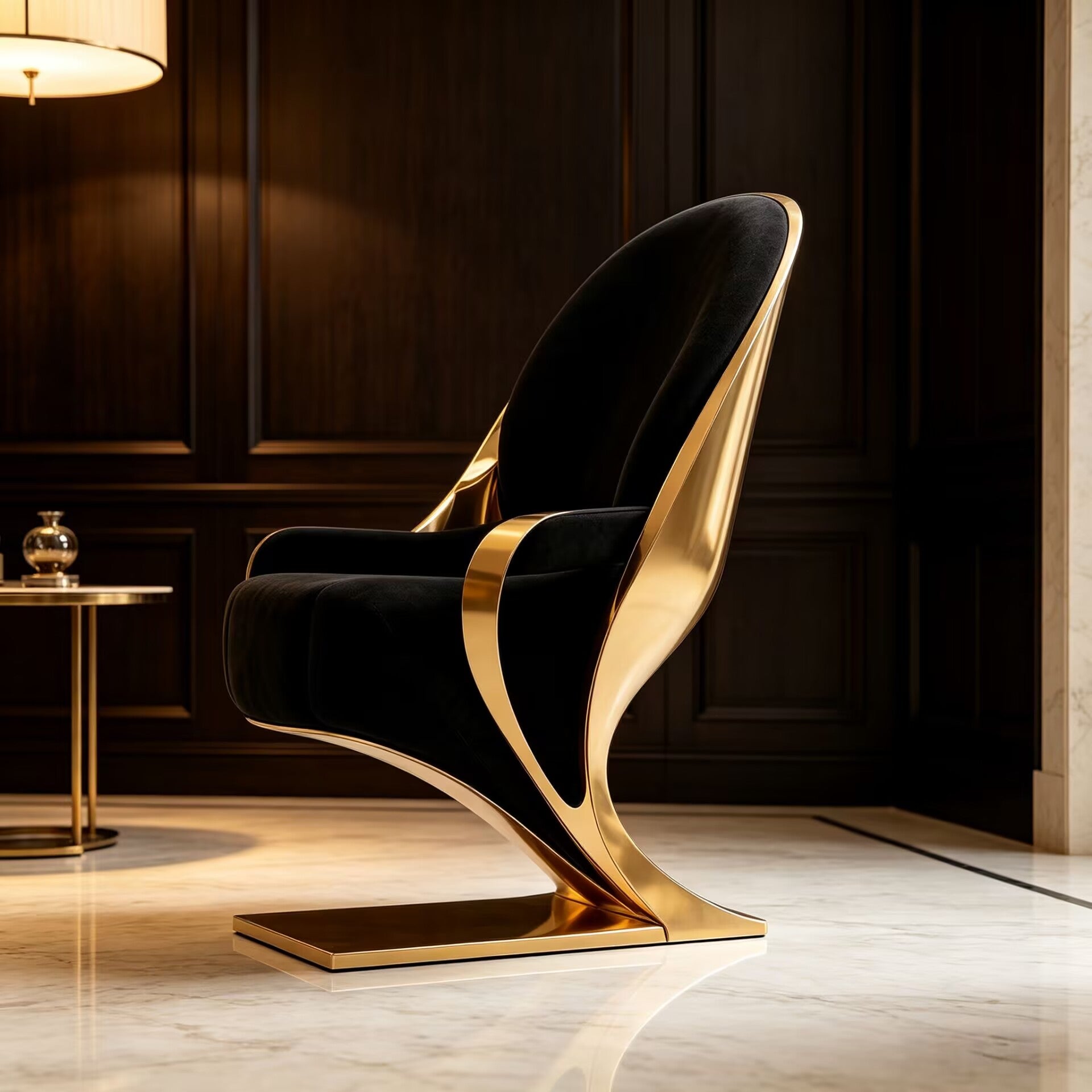 Artistic Unique Irregular Metal Luxurious Fabric Single Sofa Chair