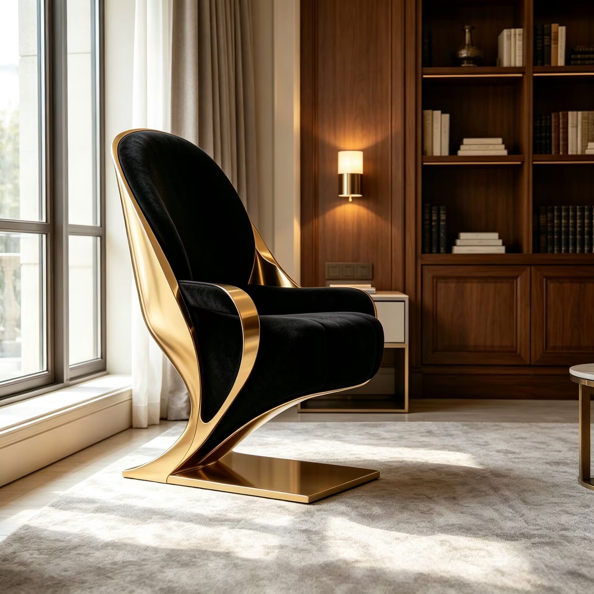 Artistic Unique Irregular Metal Luxurious Fabric Single Sofa Chair