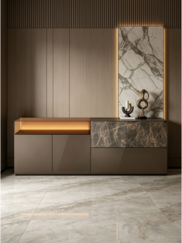 36E8 Glass Living Room High-End Minimalist Solid Wood Sideboard