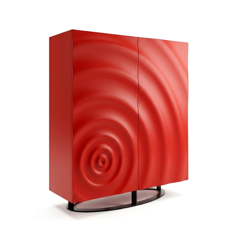Speed Up Upscale Metal Teardrop Shape Solid Wood Sideboard