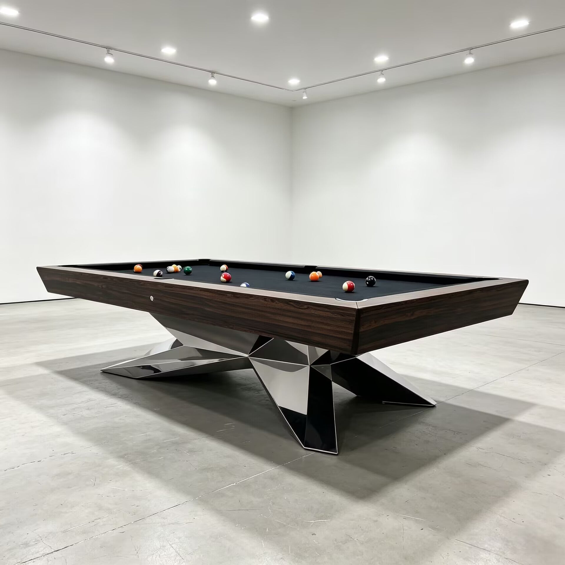 Spike Italian Creativity Stainless Steel Geometry Solid Wood Billiard Table