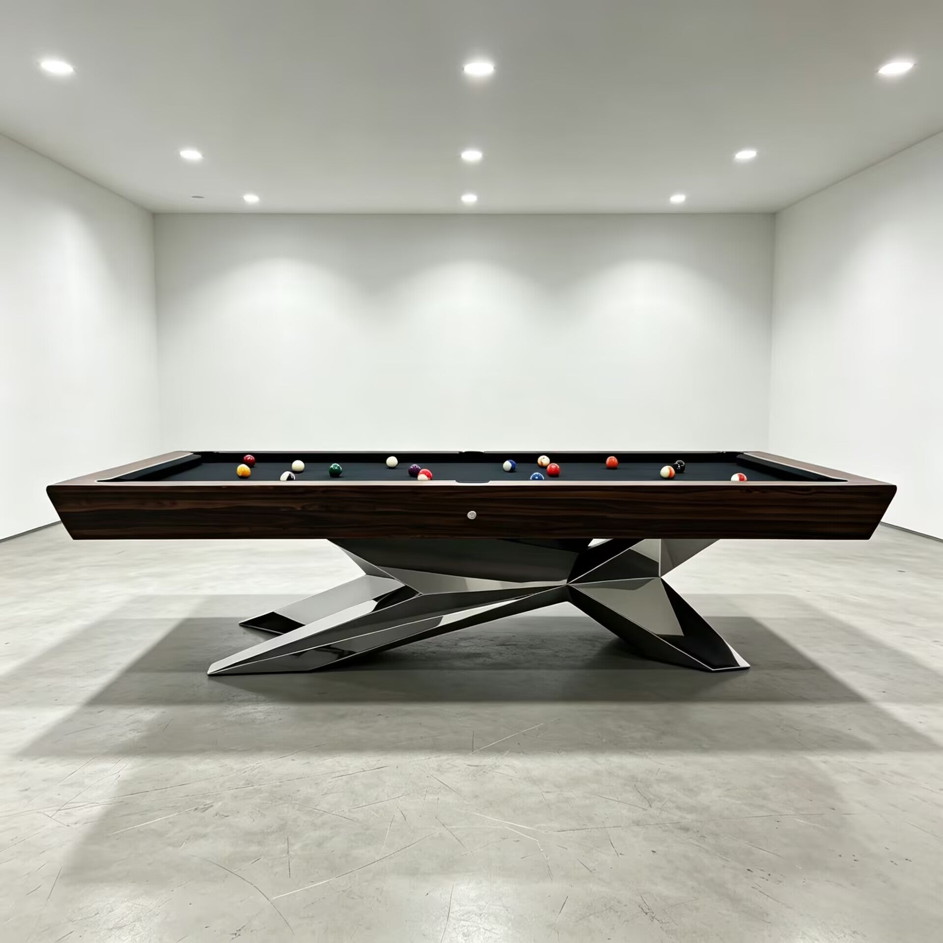 Spike Italian Creativity Stainless Steel Geometry Solid Wood Billiard Table