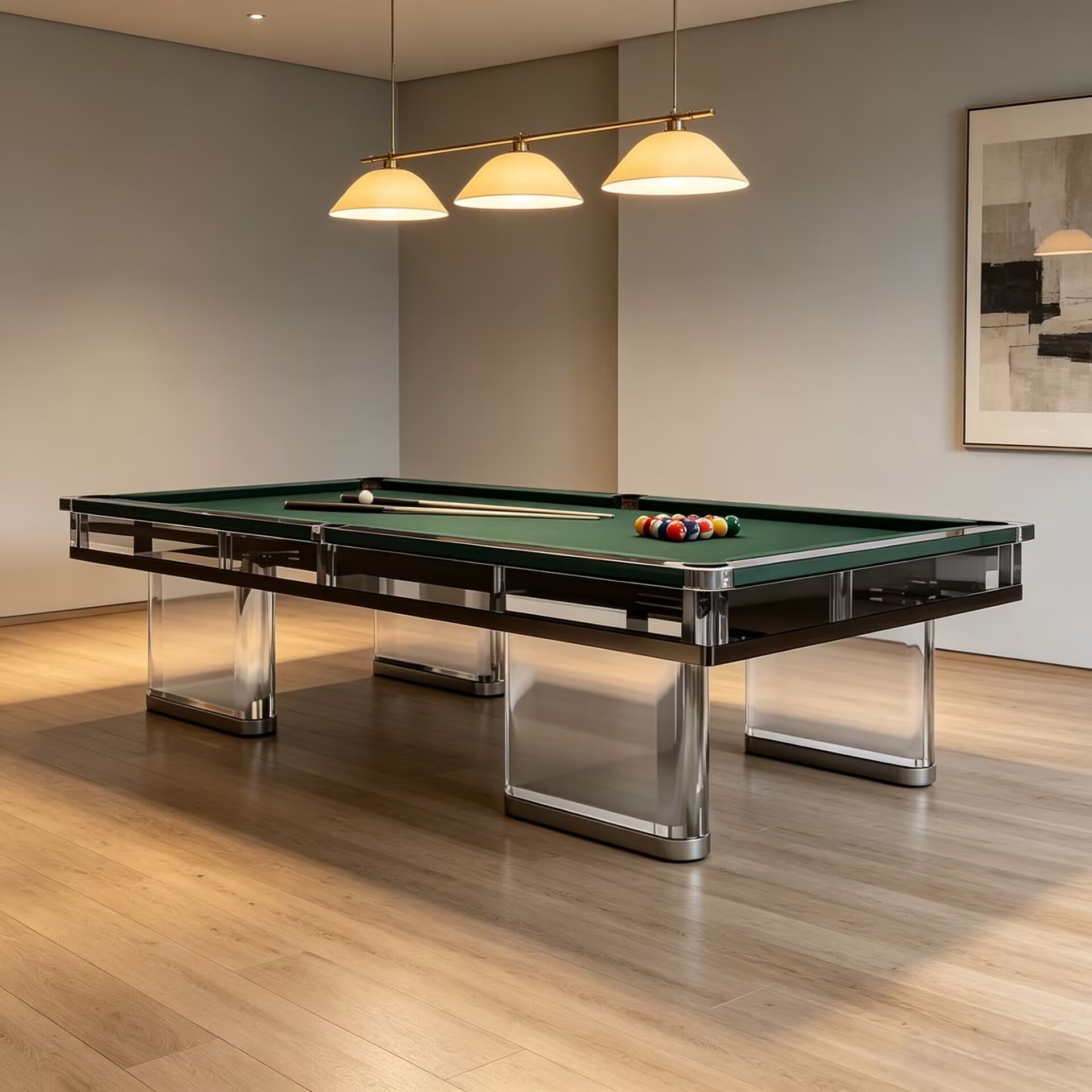Spike Italian Creativity Stainless Steel Geometry Solid Wood Billiard Table