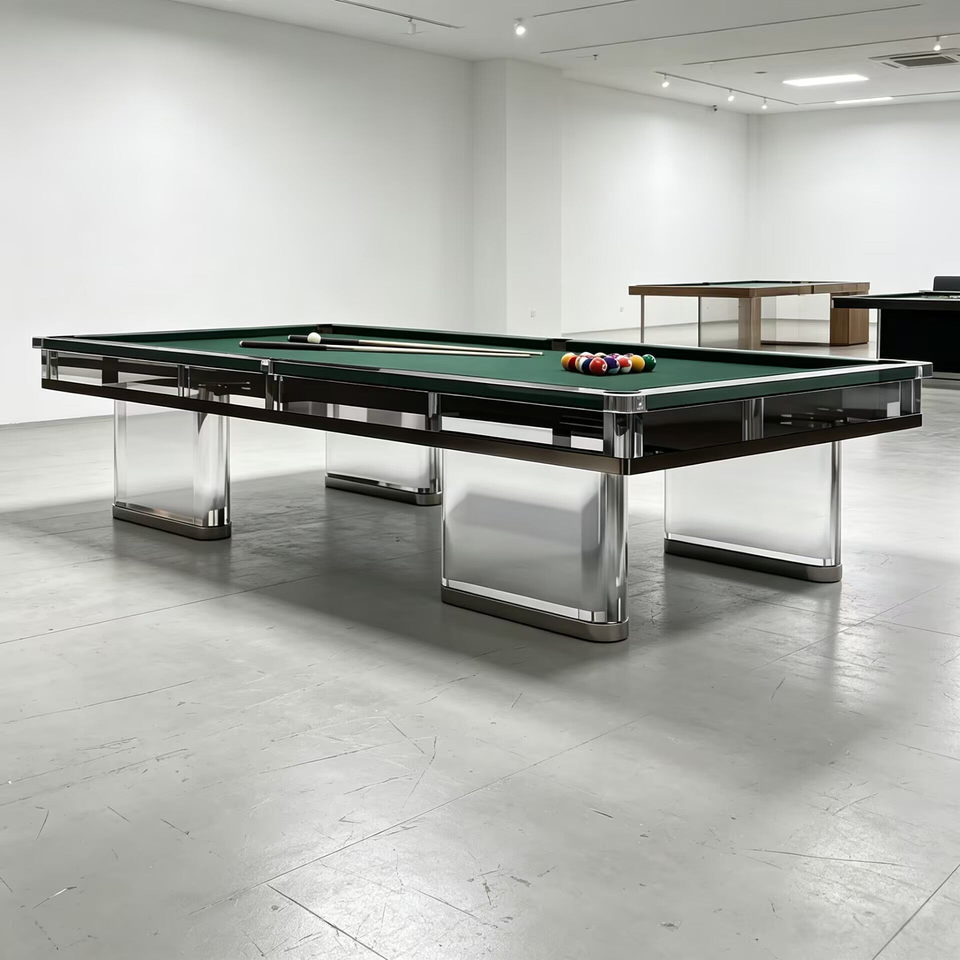 Spike Italian Creativity Stainless Steel Geometry Solid Wood Billiard Table