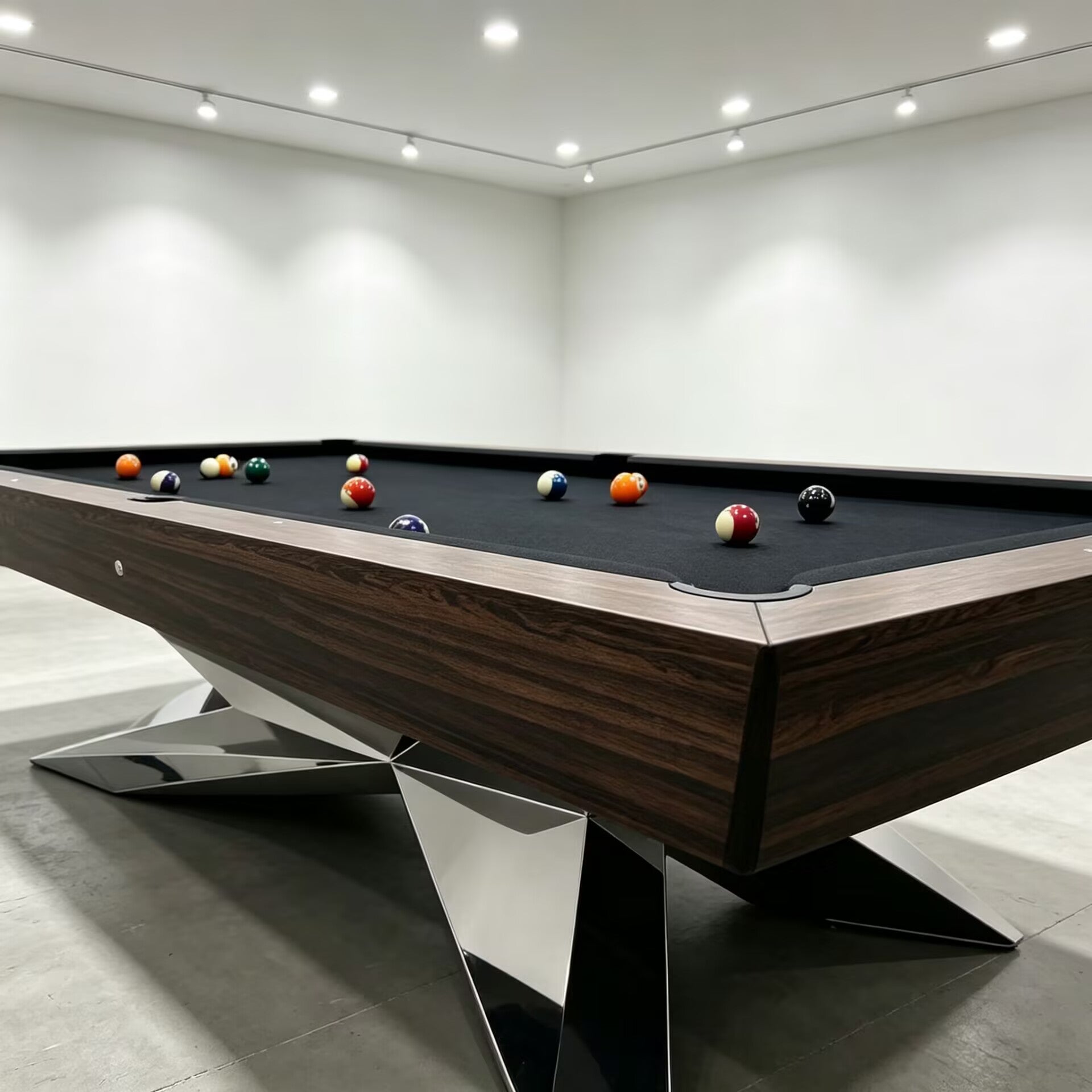 Spike Italian Creativity Stainless Steel Geometry Solid Wood Billiard Table