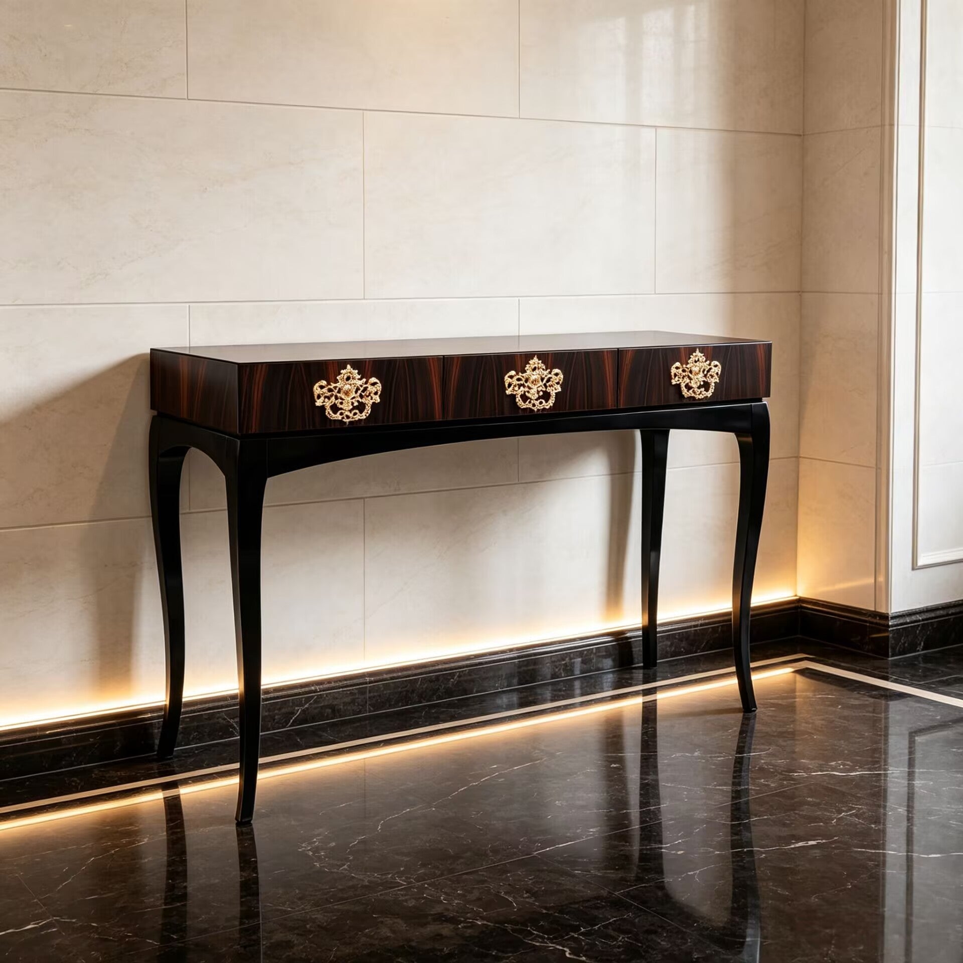 Trinity Villa Living Room Italian Upscale Art Rosewood Console