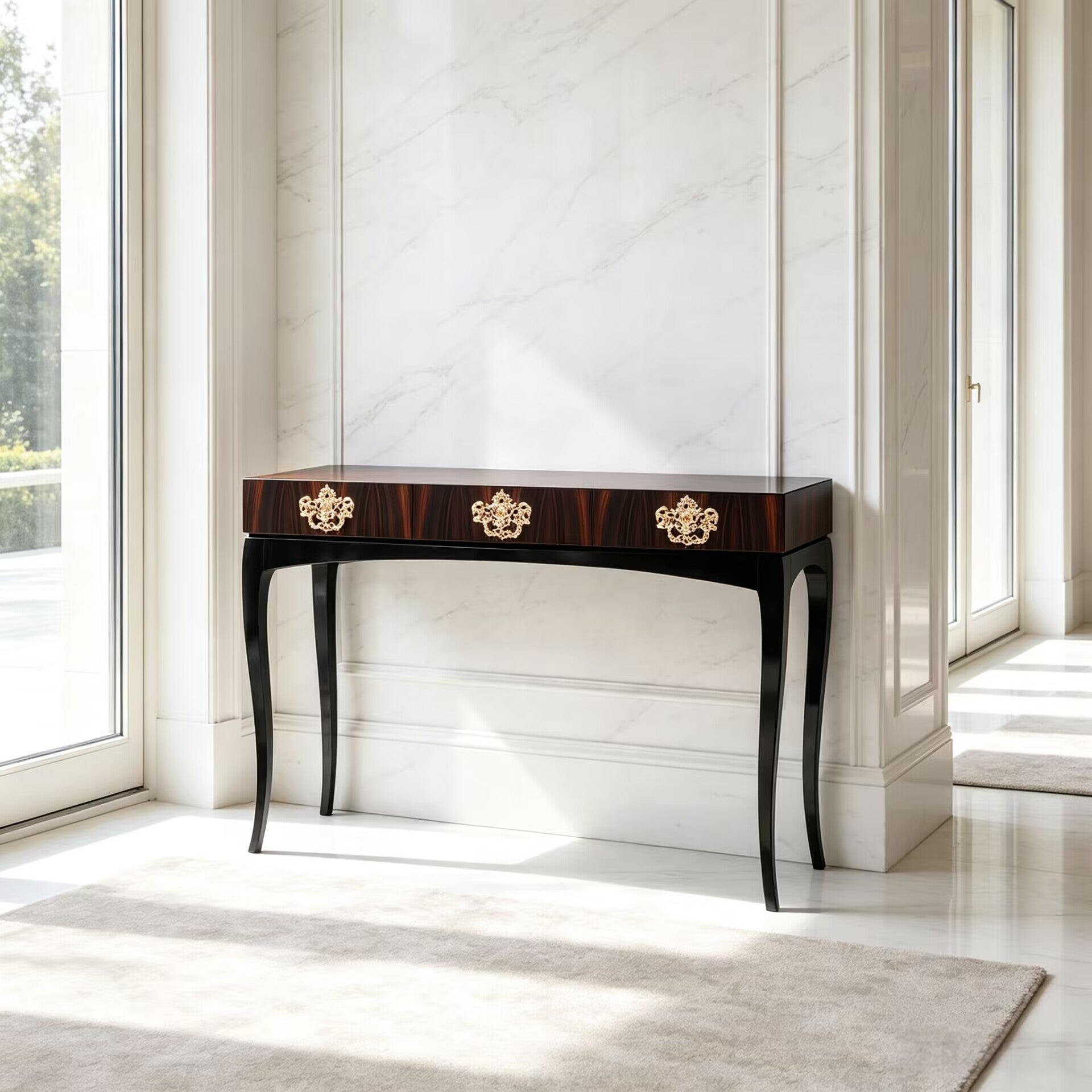 Trinity Villa Living Room Italian Upscale Art Rosewood Console