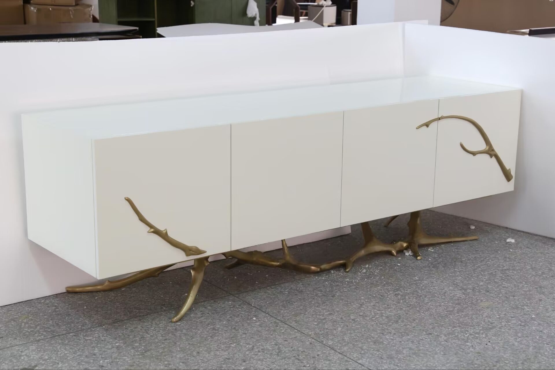 Creativity Irregular Pure Copper Customize Solid Wood Tv Cabinet