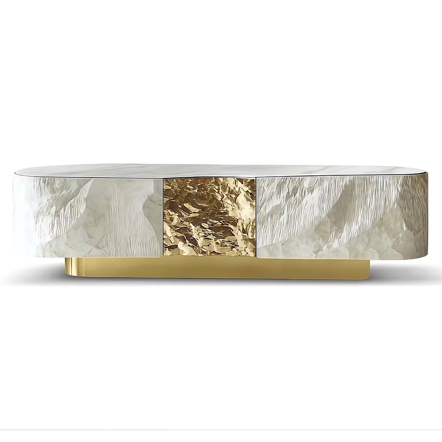 Villa Luxurious Unique Creativity High-End Marble Customize Tv Cabinet