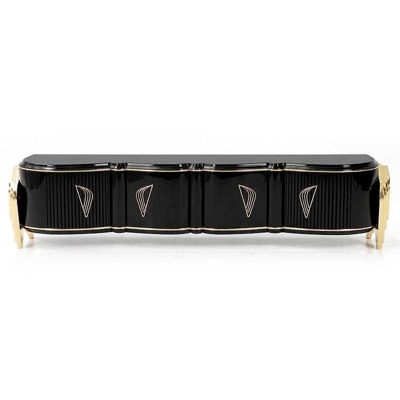 Luxurious Artistic Metal Simple Lacquered Solid Wood Tv Cabinet