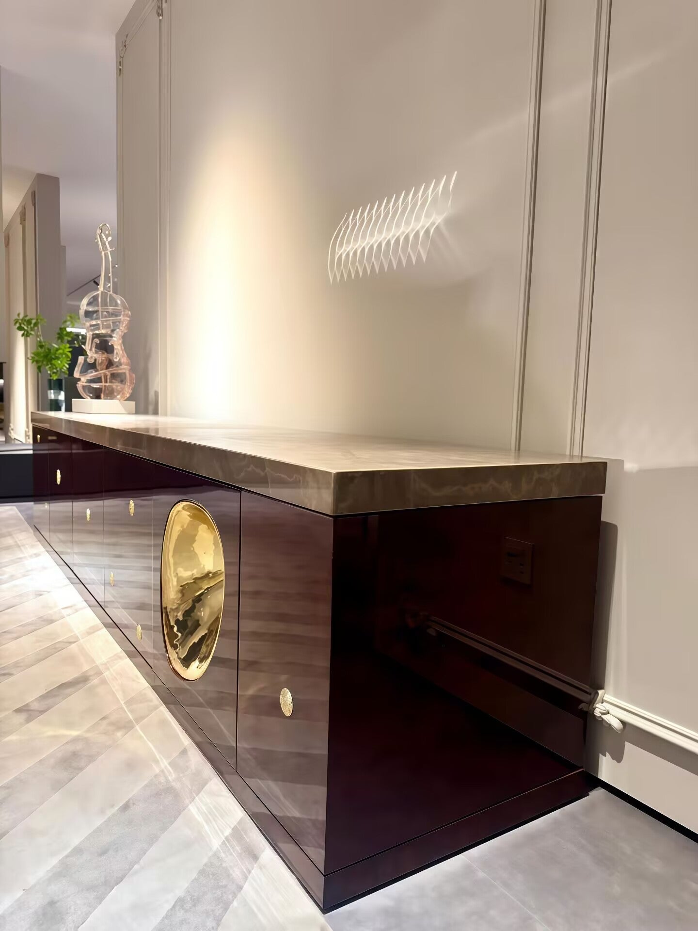 High End Creative Designer Living Room Solid Wood TV Cabinet