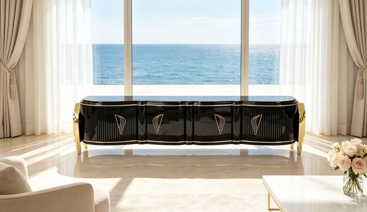 Luxurious Artistic Metal Simple Lacquered Solid Wood Tv Cabinet