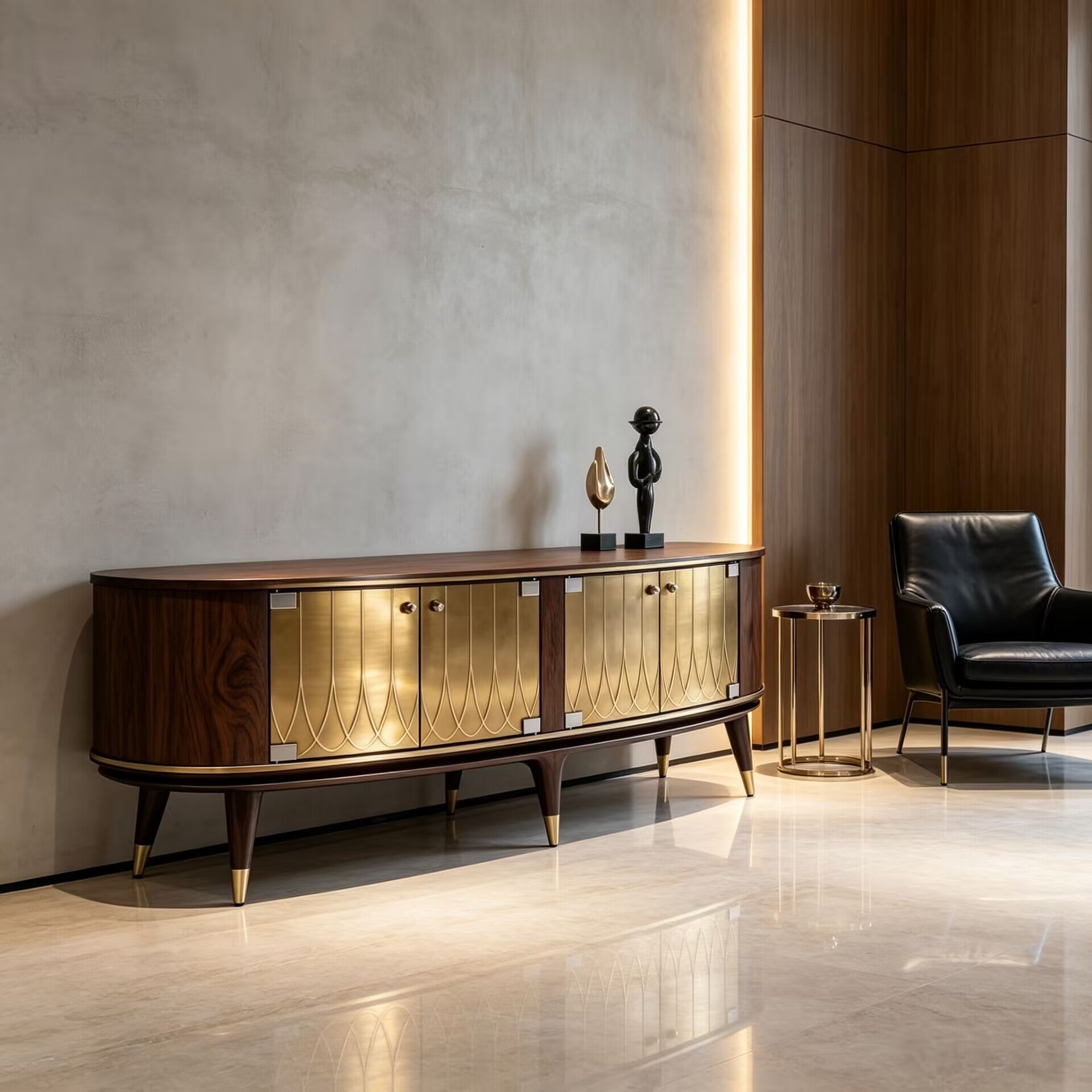 Luxurious Creativity Metal High-End Minimalist Solid Wood Tv Cabinet