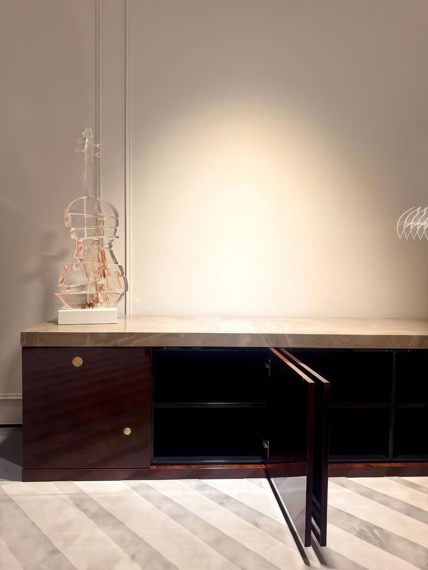High End Creative Designer Living Room Solid Wood TV Cabinet
