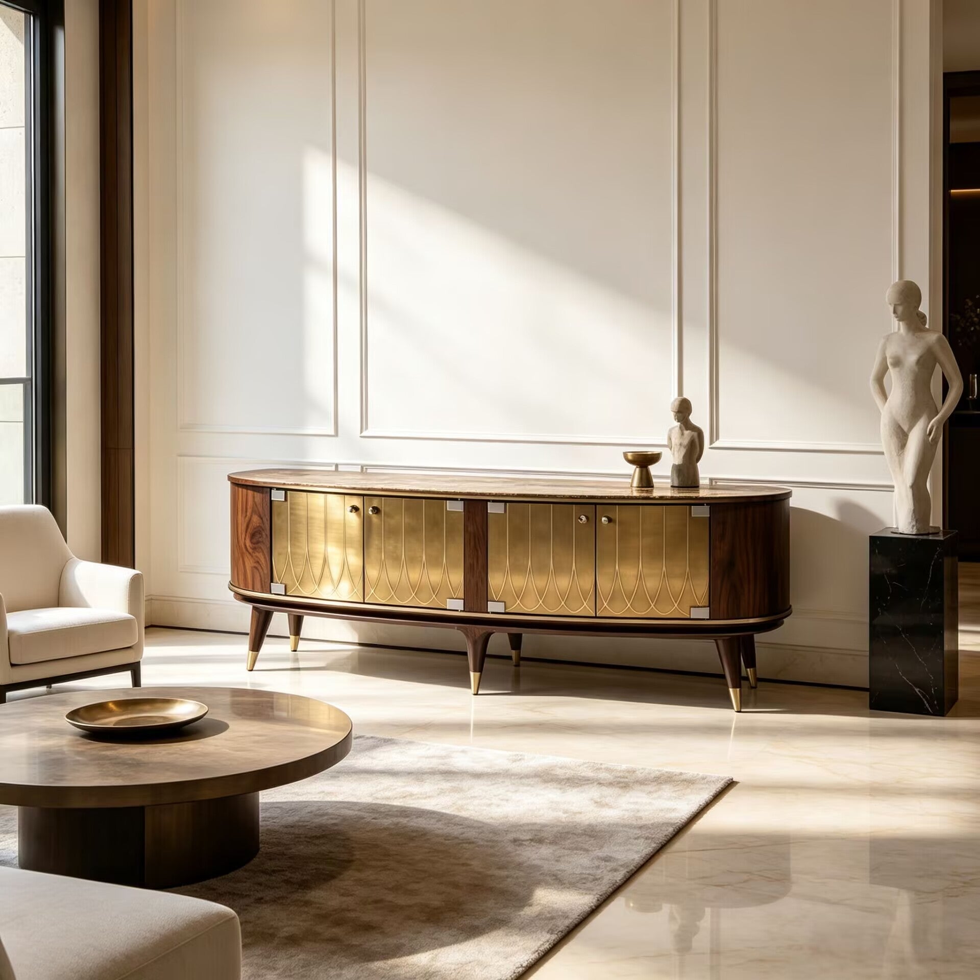Luxurious Creativity Metal High-End Minimalist Solid Wood Tv Cabinet