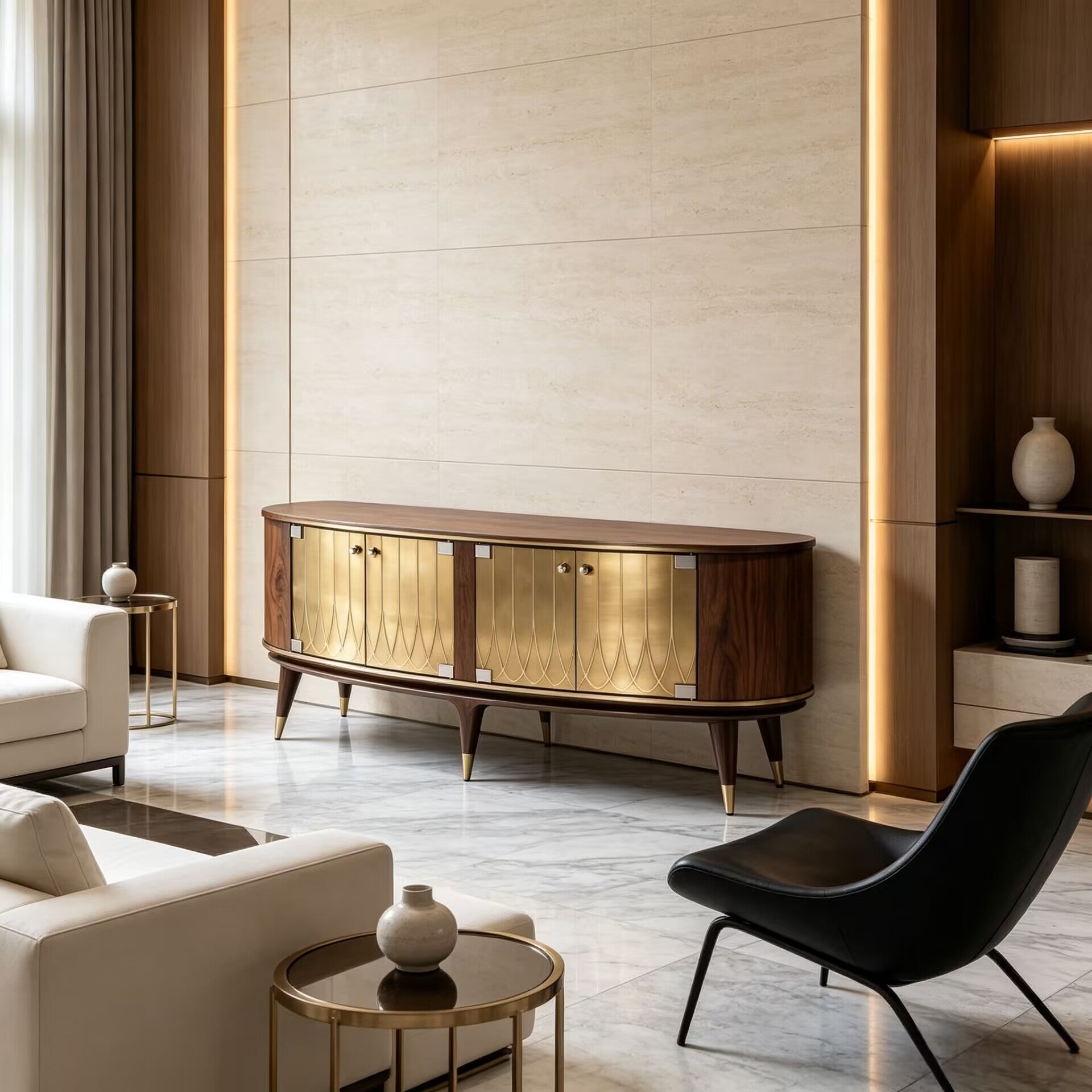 Luxurious Creativity Metal High-End Minimalist Solid Wood Tv Cabinet