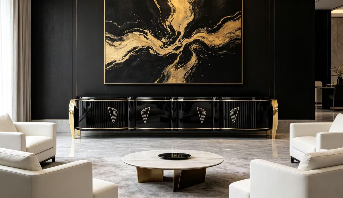 Luxurious Artistic Metal Simple Lacquered Solid Wood Tv Cabinet