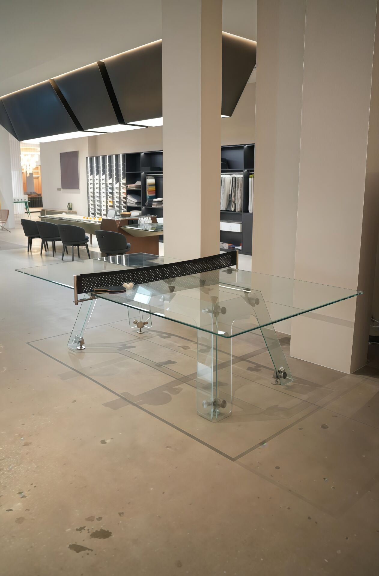 Italian Design Artistic Standard Metal Crystal Glass Ping Pong Tables