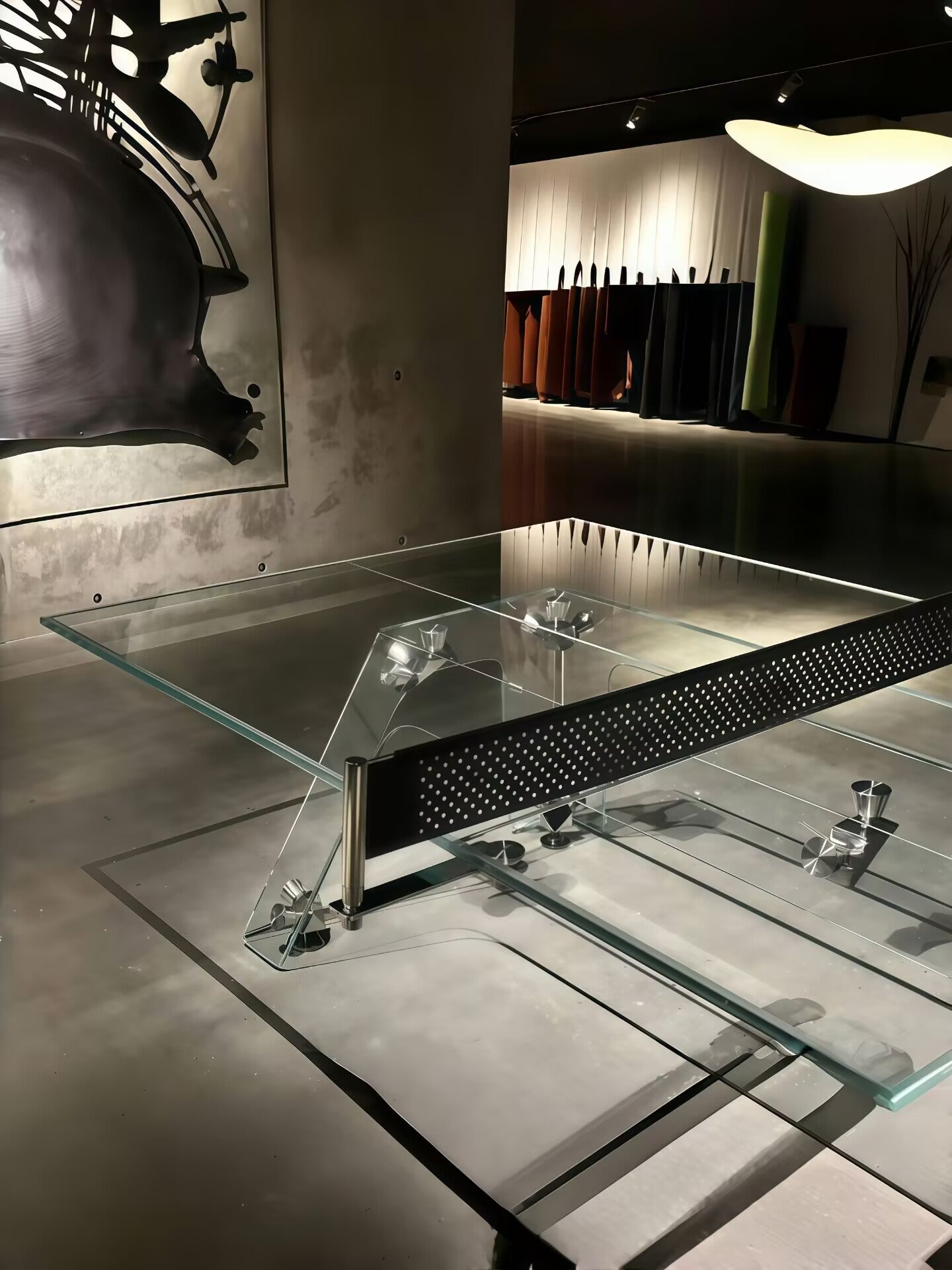 Italian Design Artistic Standard Metal Crystal Glass Ping Pong Tables