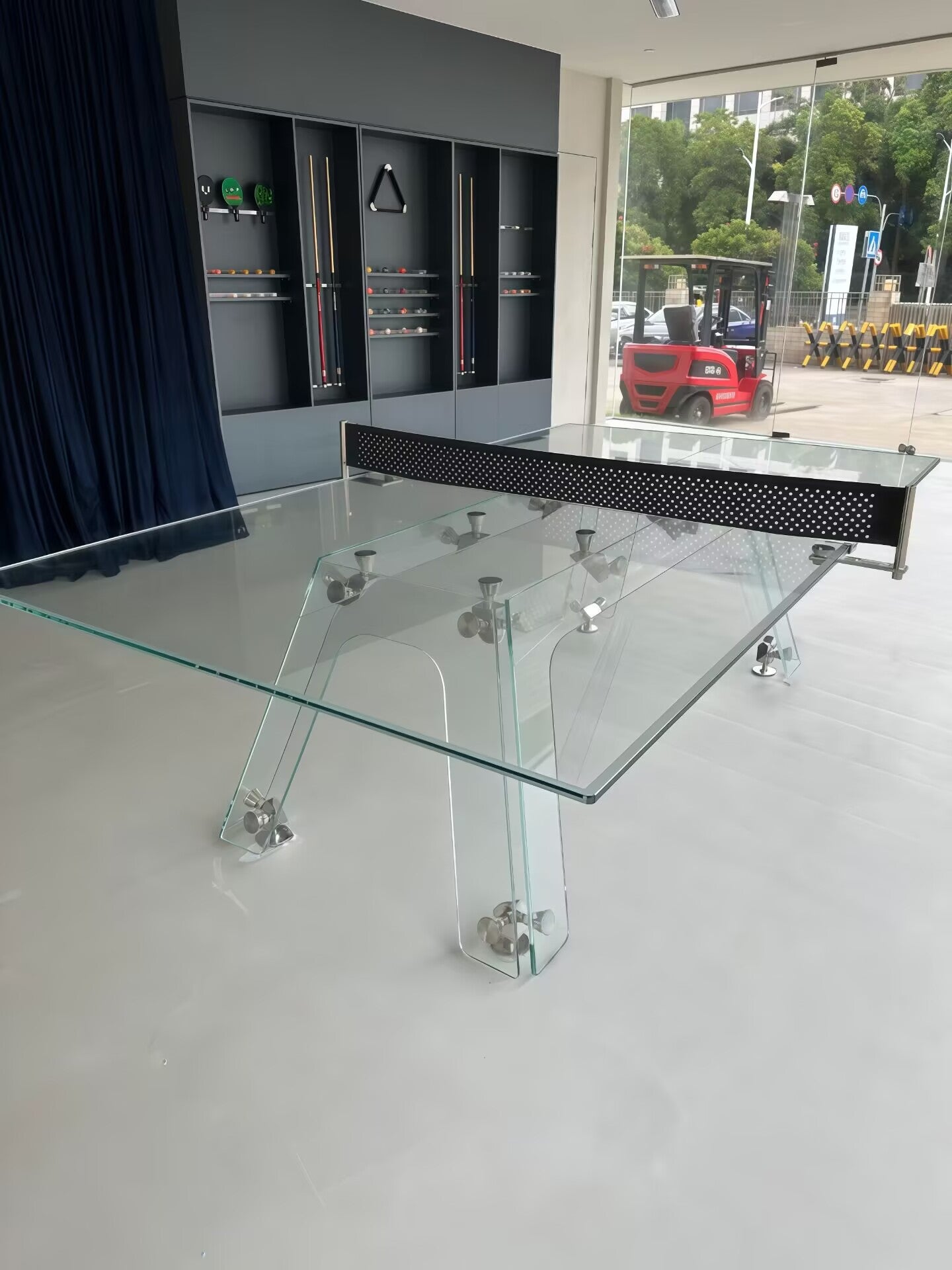 Italian Design Artistic Standard Metal Crystal Glass Ping Pong Tables