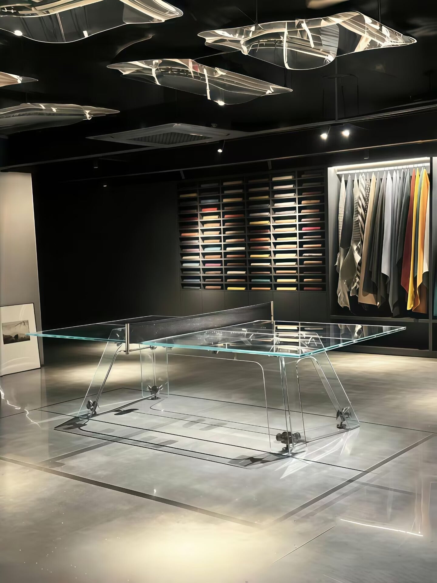 Italian Design Artistic Standard Metal Crystal Glass Ping Pong Tables