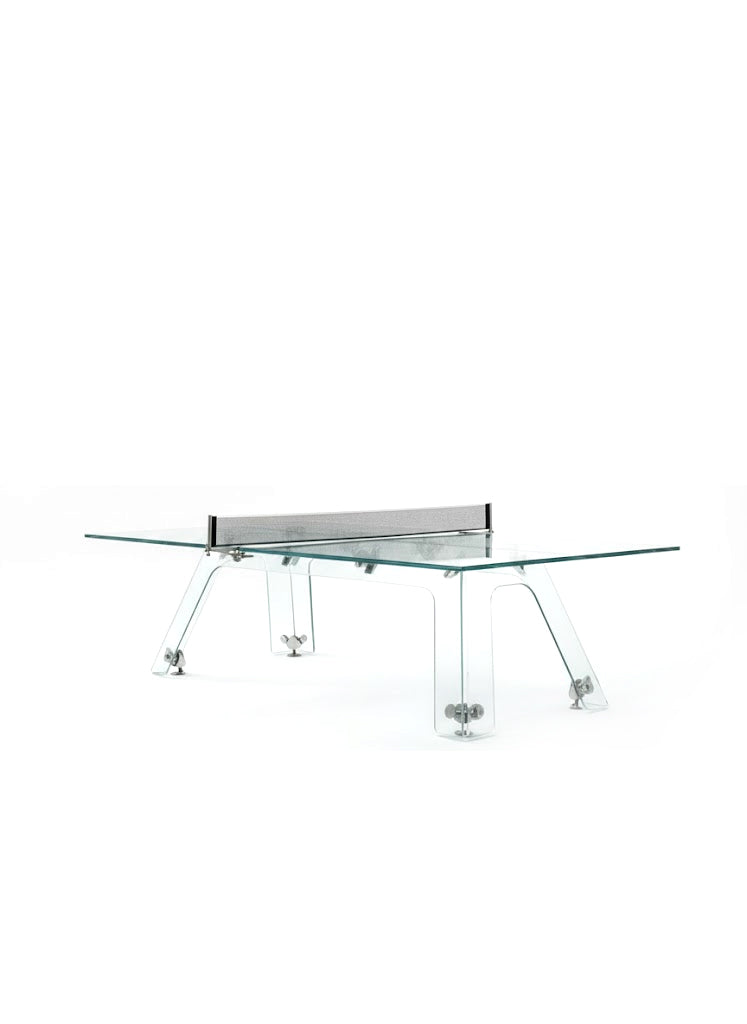 Italian Design Artistic Standard Metal Crystal Glass Ping Pong Tables