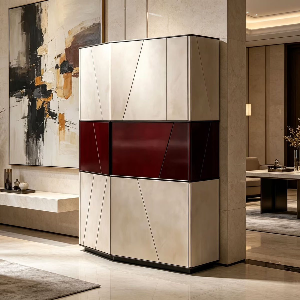 Terre Alto Living Room High Quality Art Simple Solid Wood Wine Cabinet
