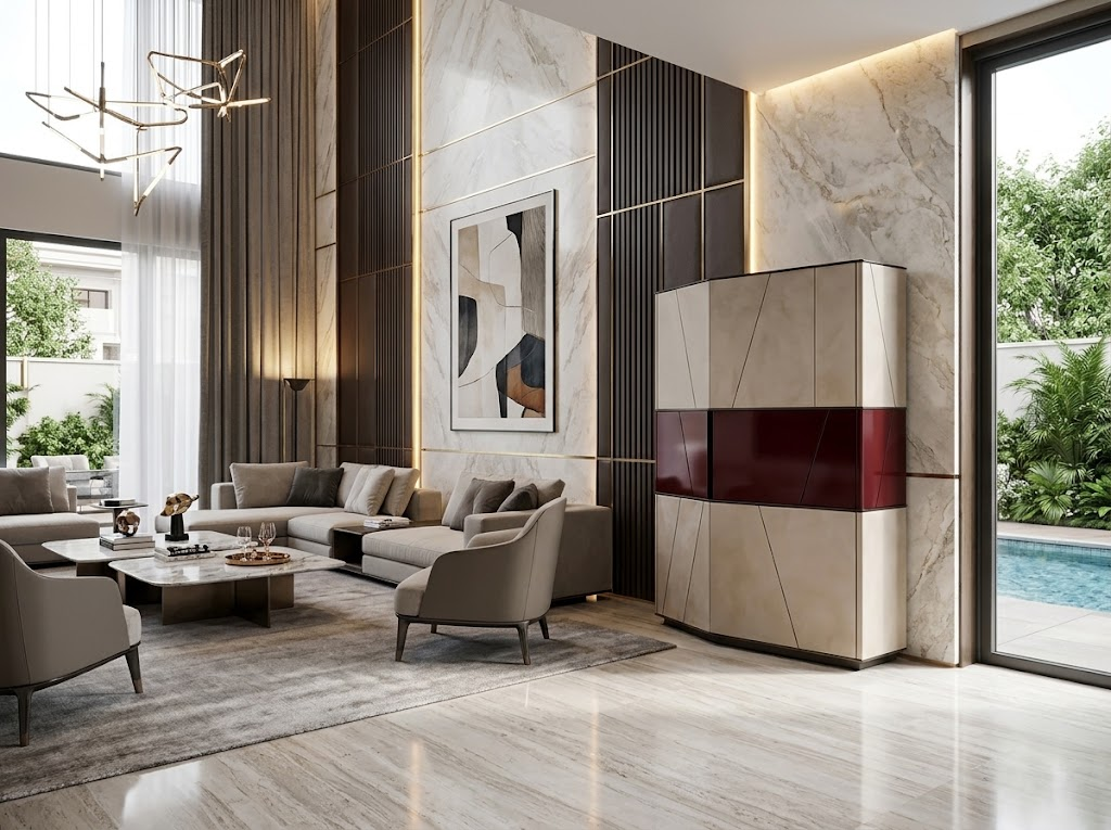 Terre Alto Living Room High Quality Art Simple Solid Wood Wine Cabinet