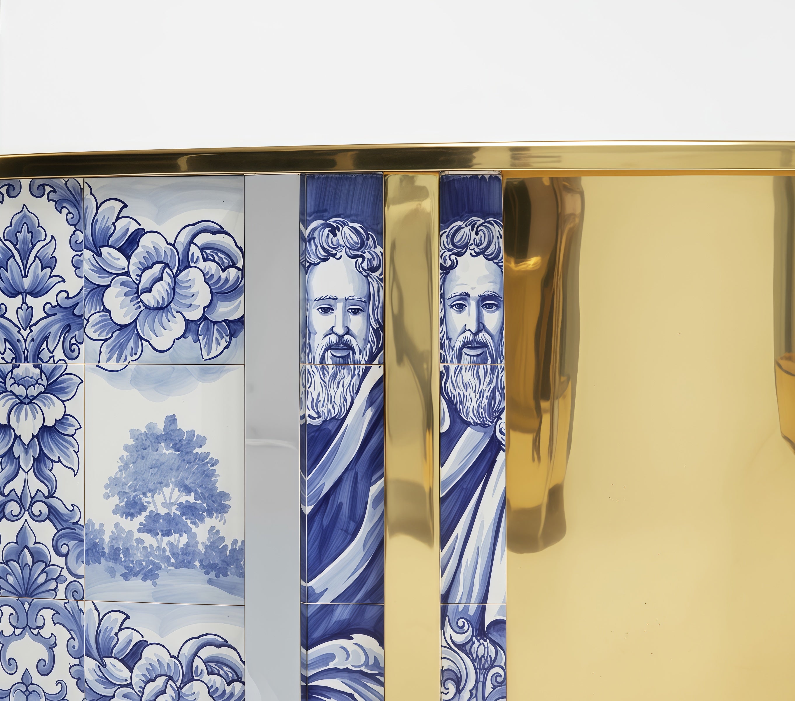 Blue and white porcelain luxury bathtub Unique hand-painted textures