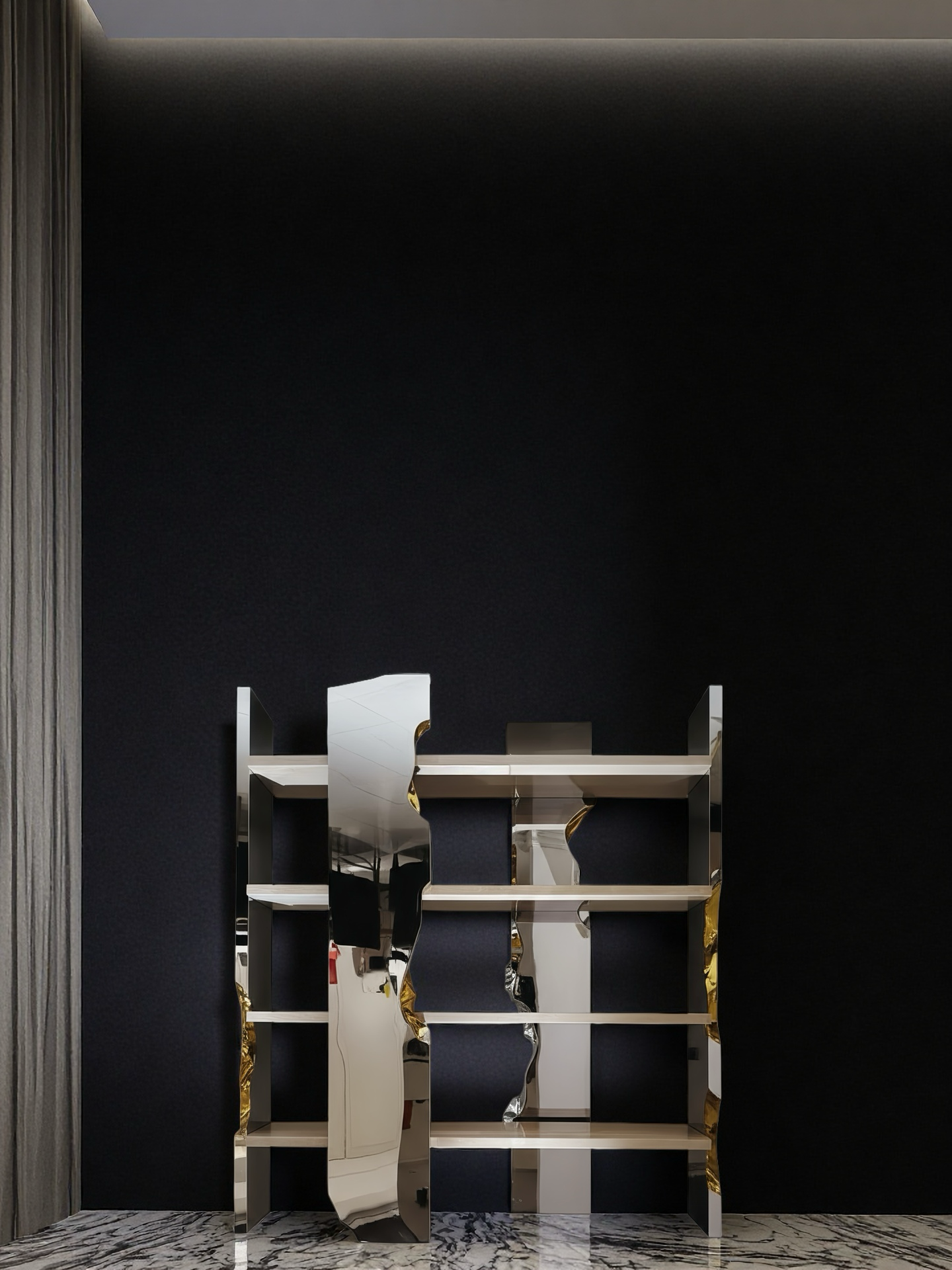 Unique luxurious crackle Stainless steel bookshelf