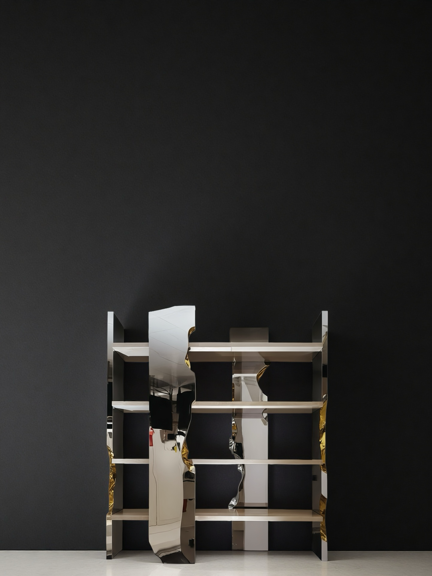 Unique luxurious crackle Stainless steel bookshelf