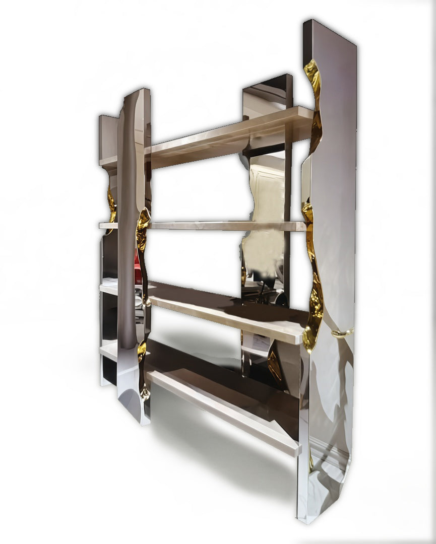 Unique luxurious crackle Stainless steel bookshelf