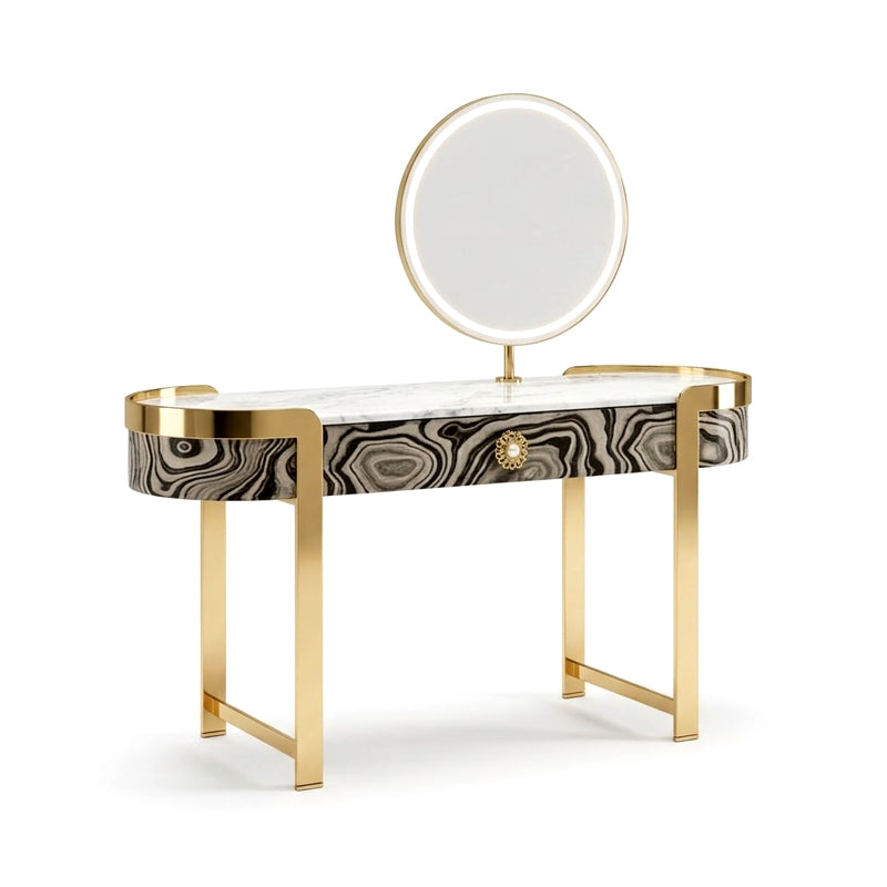 Upholstered Italian Luxury Metal High-End Marble Dressing Table
