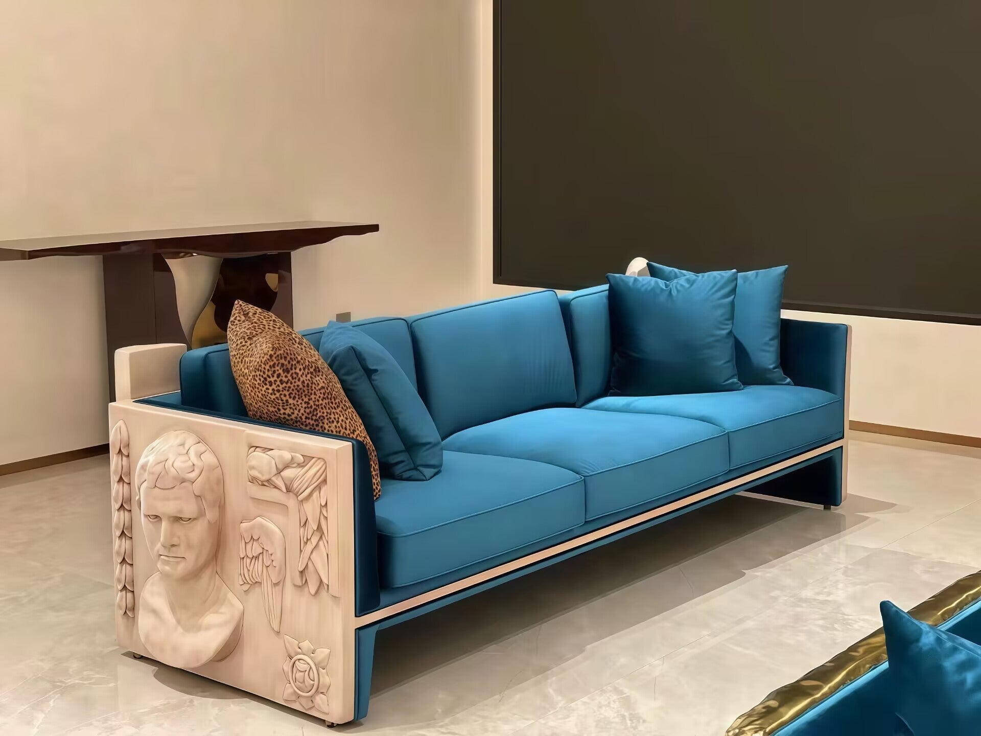 VERSAILLES Modern light luxury solid wood carved fabric sofa