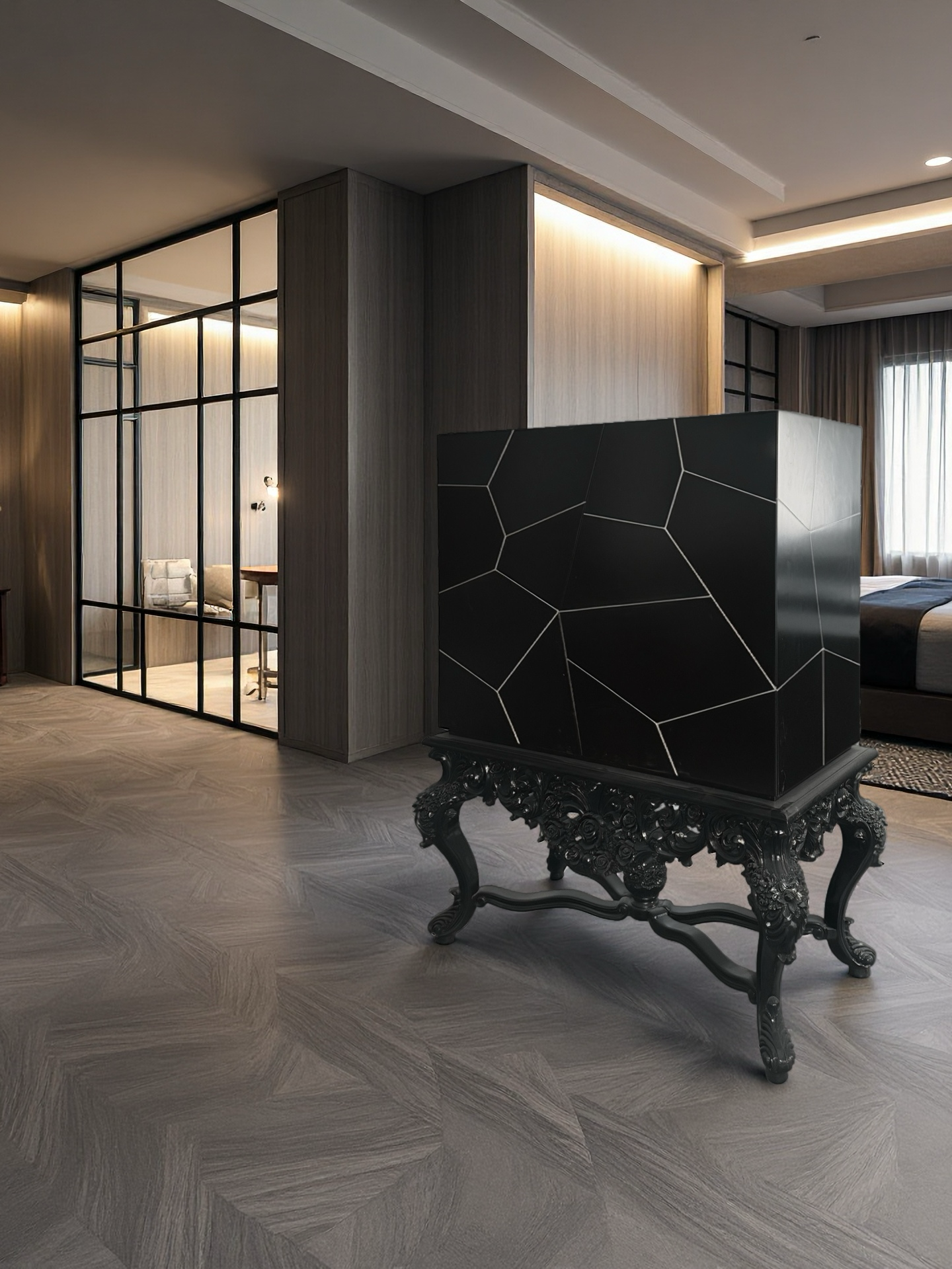 VICTORIA High-end solid wood carved wine cabinet