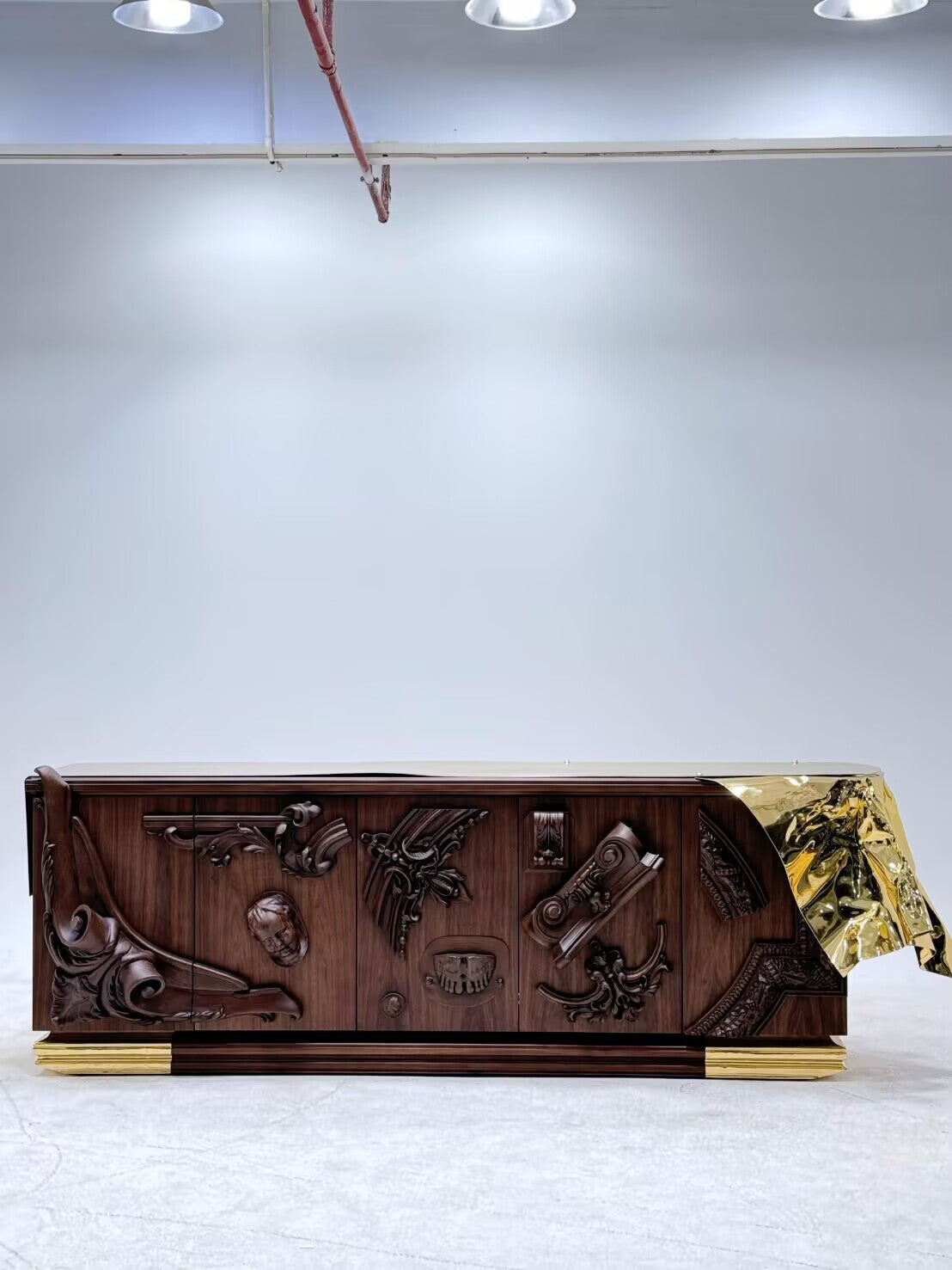 VOLTAIRE WALNUT Artistic vintage solid wood carved sideboard