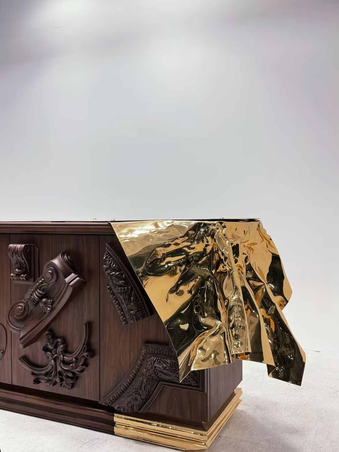 VOLTAIRE WALNUT Artistic vintage solid wood carved sideboard