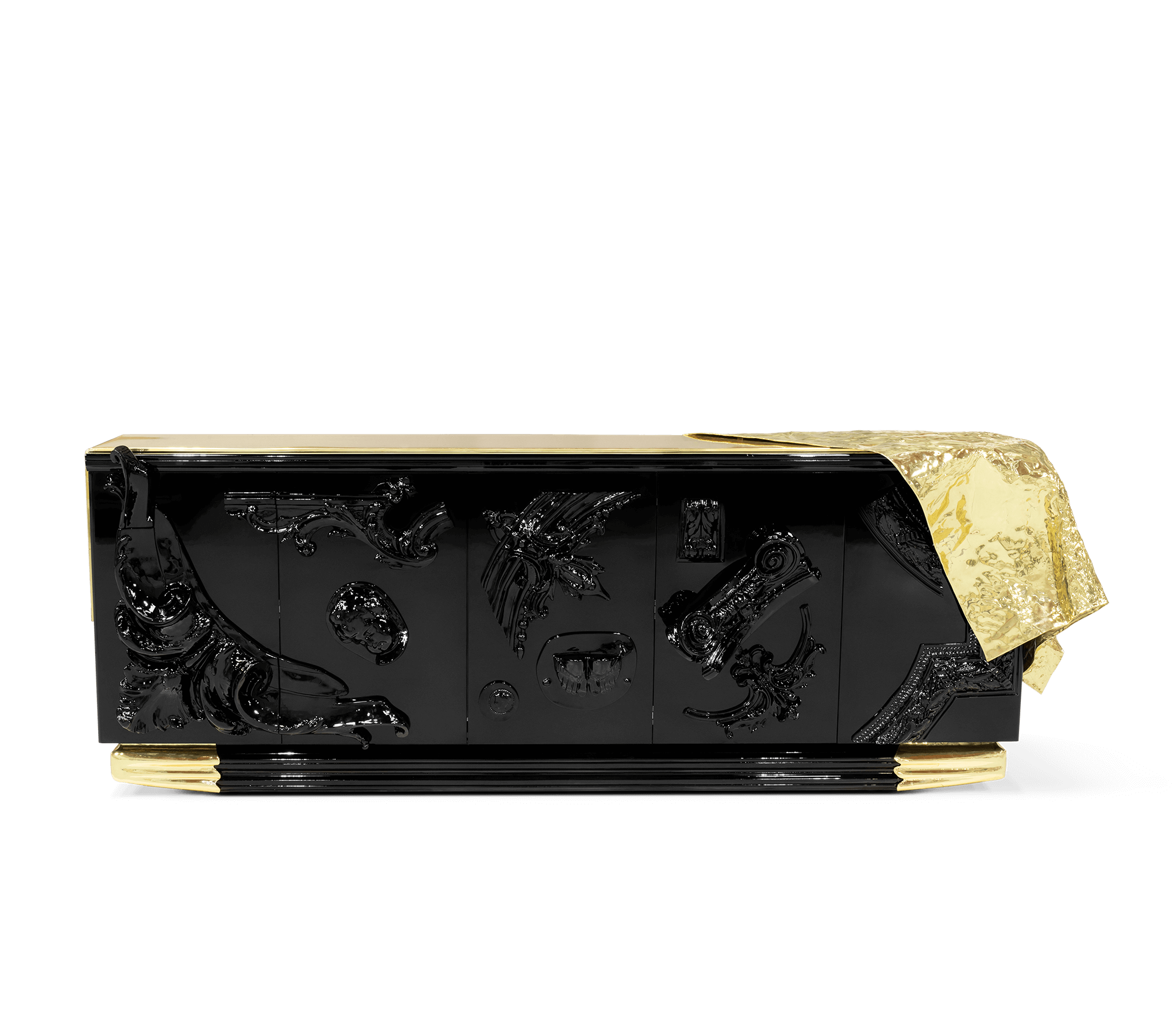 VOLTAIRE WALNUT Artistic vintage solid wood carved sideboard