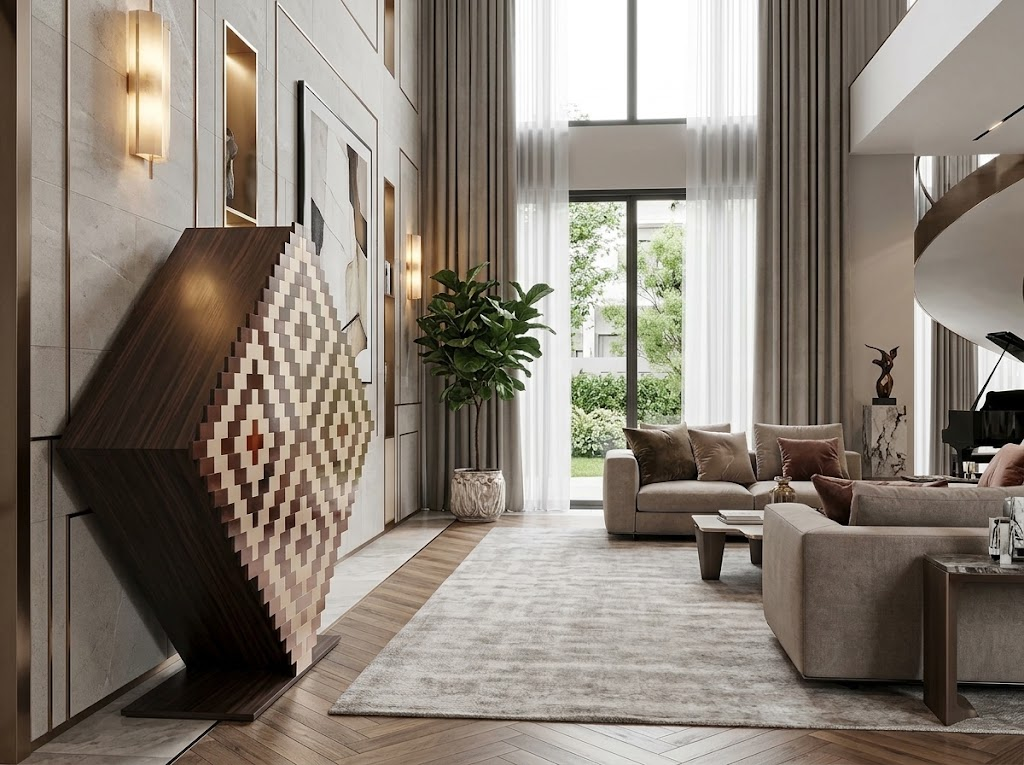 Venezia Ducale Creativity Geometry Mosaic Solid Wood Decorative Cabinet